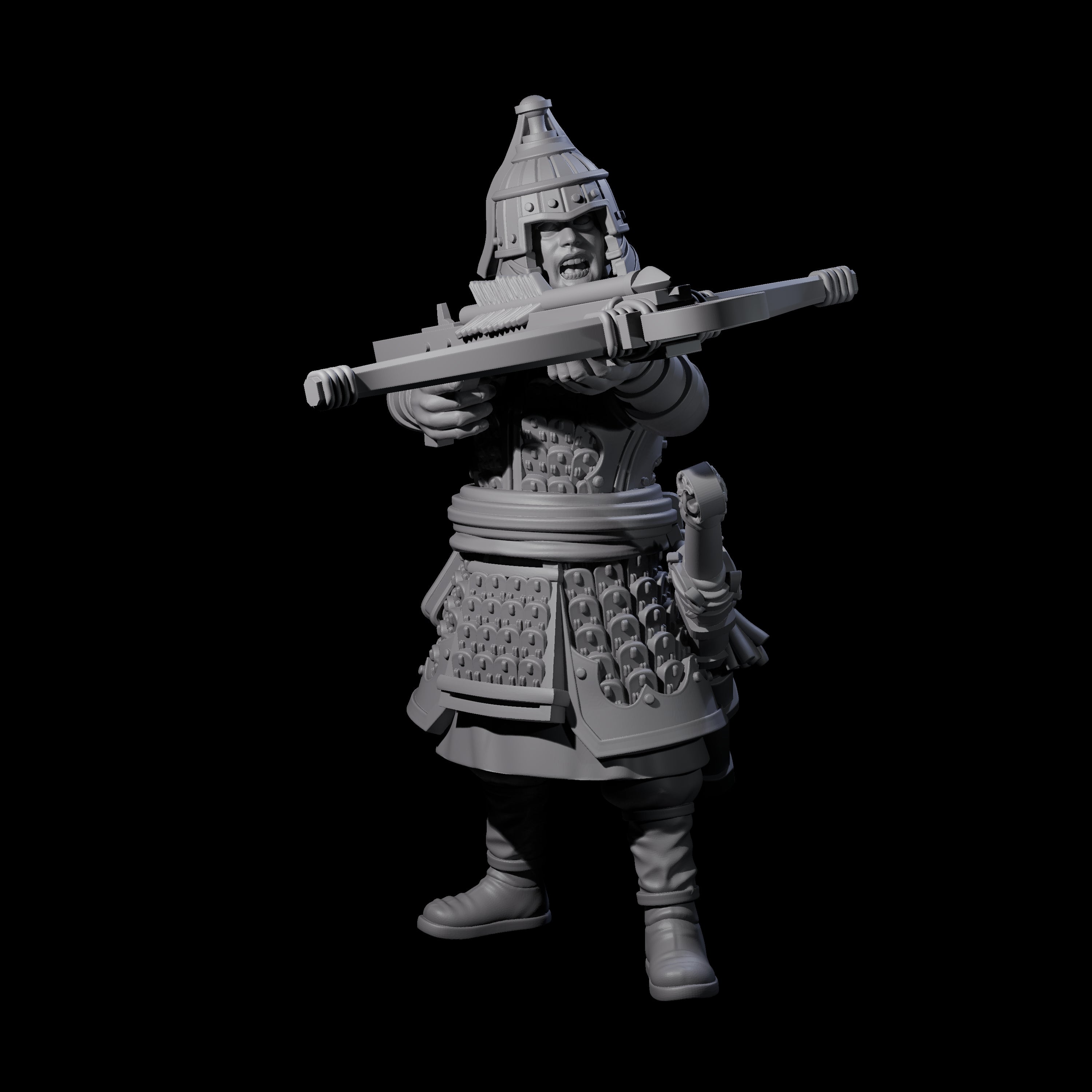 Reloading Human Crossbowman F Miniature for Dungeons and Dragons, Pathfinder or other TTRPGs