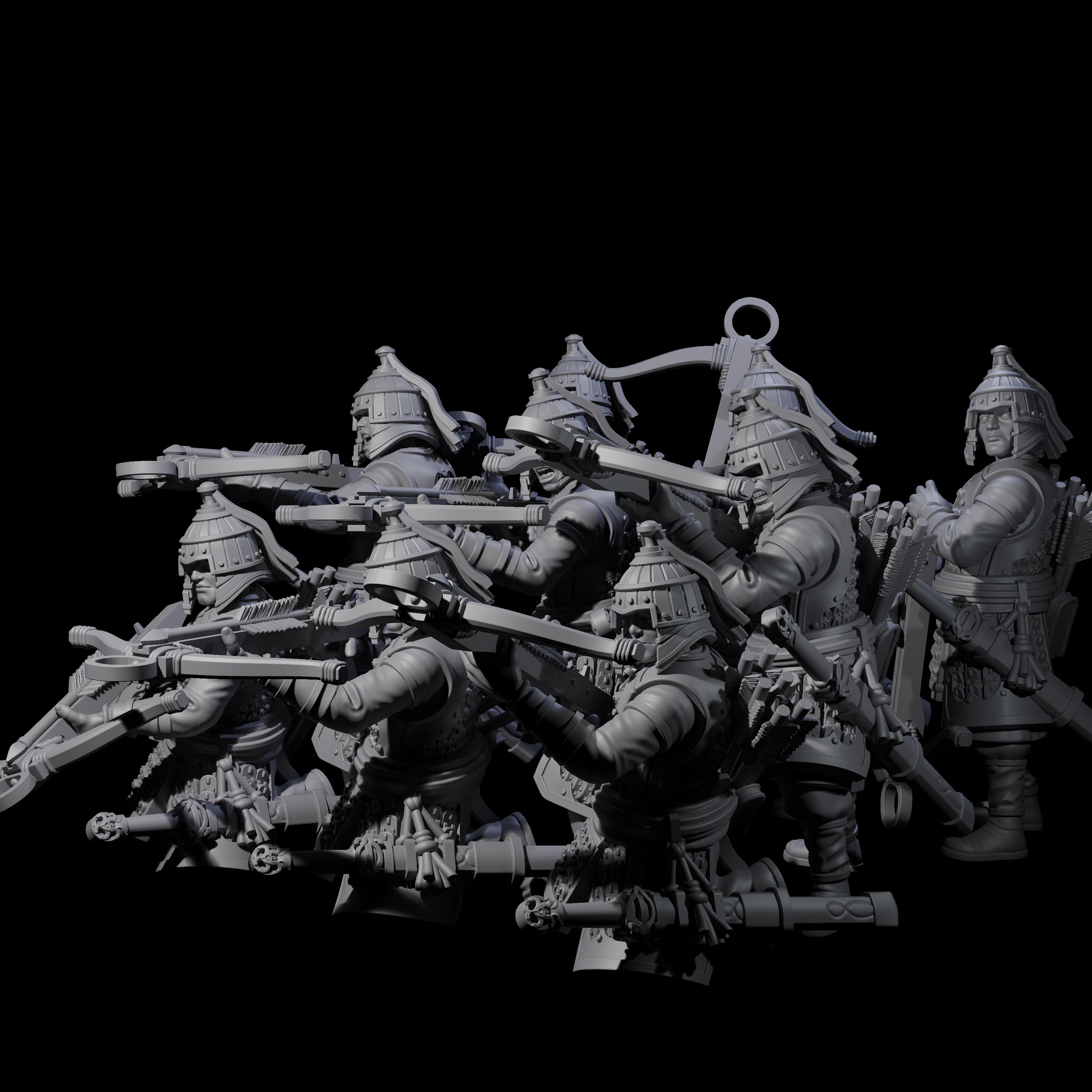Reloading Human Crossbowmen Miniature for Dungeons and Dragons, Pathfinder or other TTRPGs