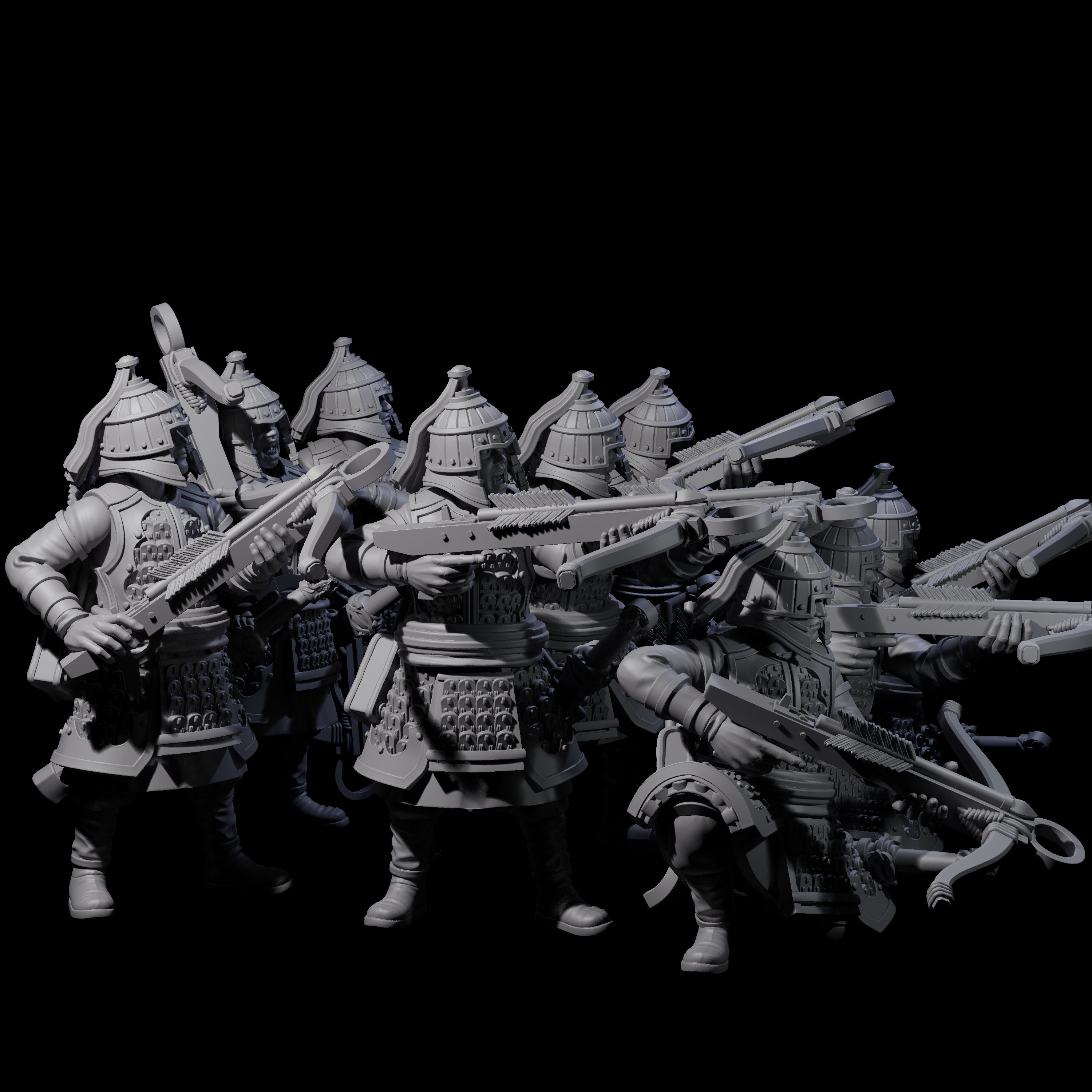 Reloading Human Crossbowmen Miniature for Dungeons and Dragons, Pathfinder or other TTRPGs