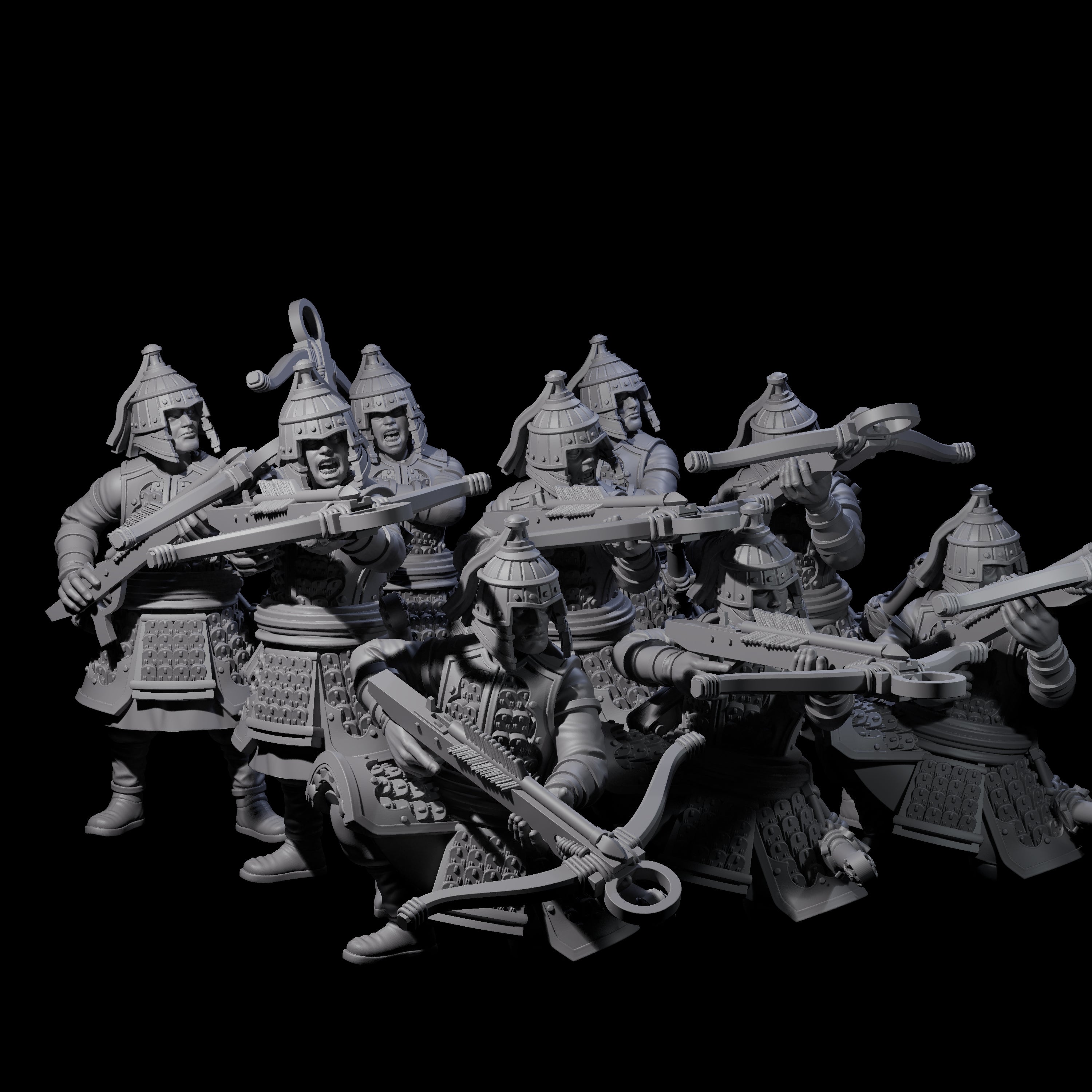 Reloading Human Crossbowmen Miniature for Dungeons and Dragons, Pathfinder or other TTRPGs