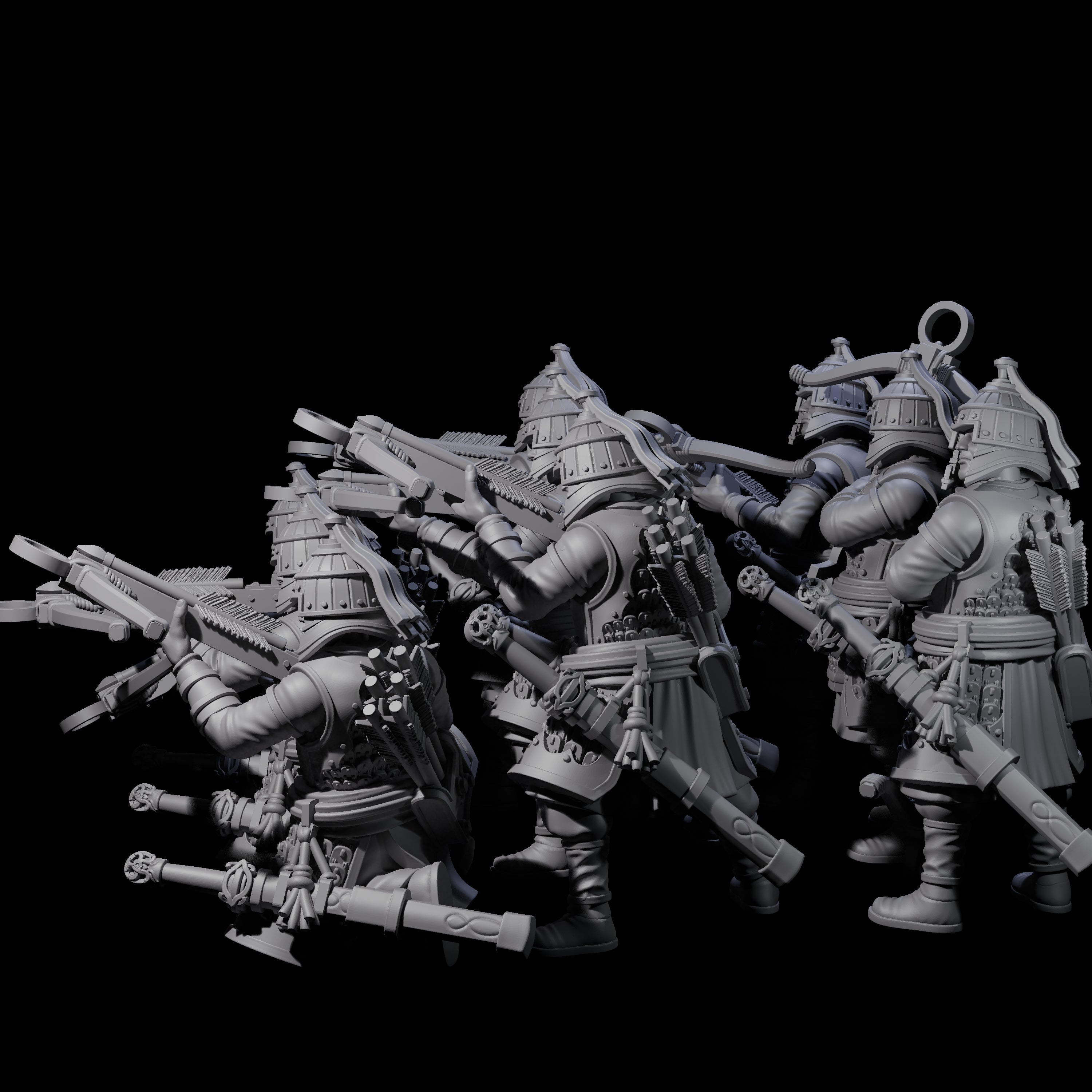 Reloading Human Crossbowmen Miniature for Dungeons and Dragons, Pathfinder or other TTRPGs