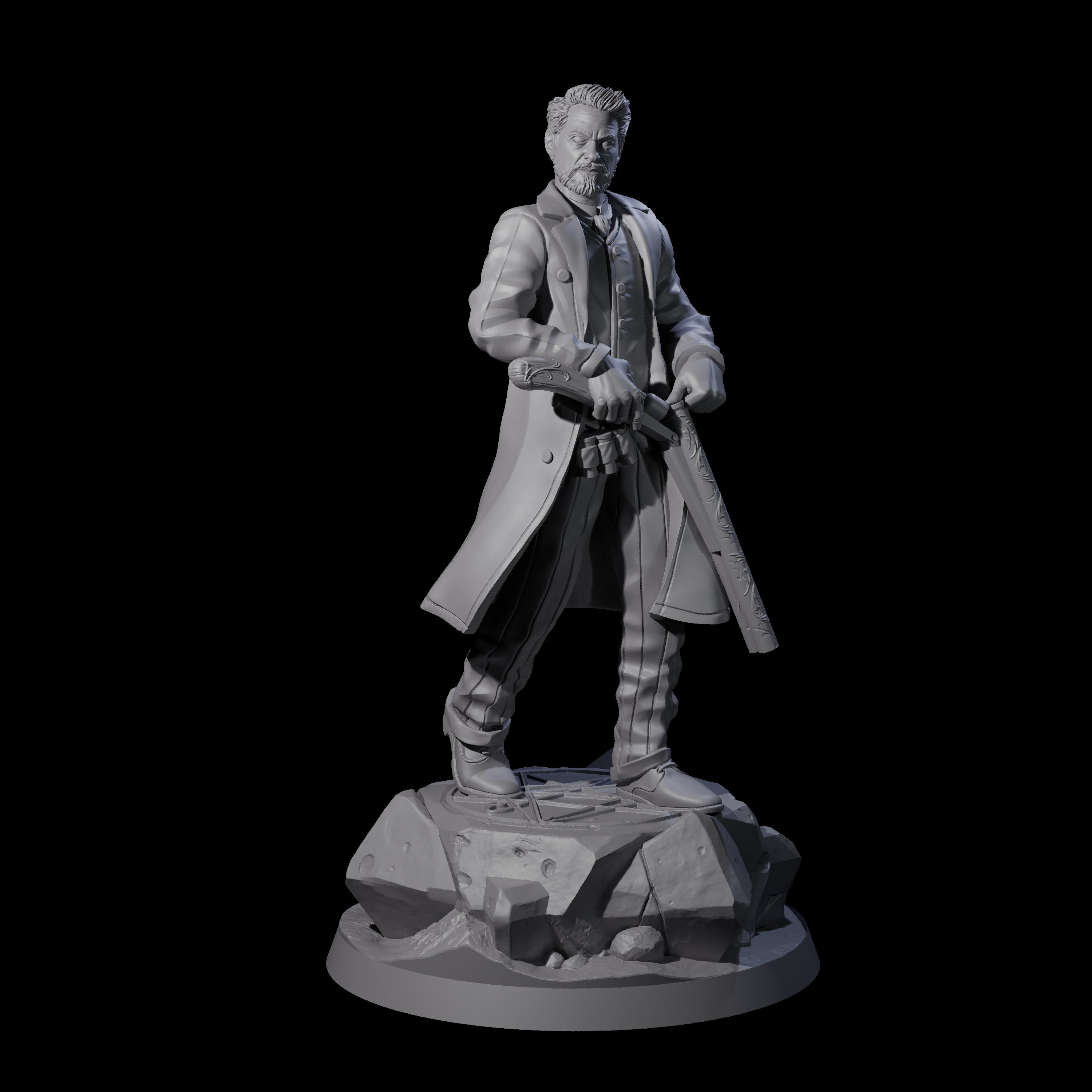 Reloading Human Frontiersman Miniature for Dungeons and Dragons, Pathfinder or other TTRPGs