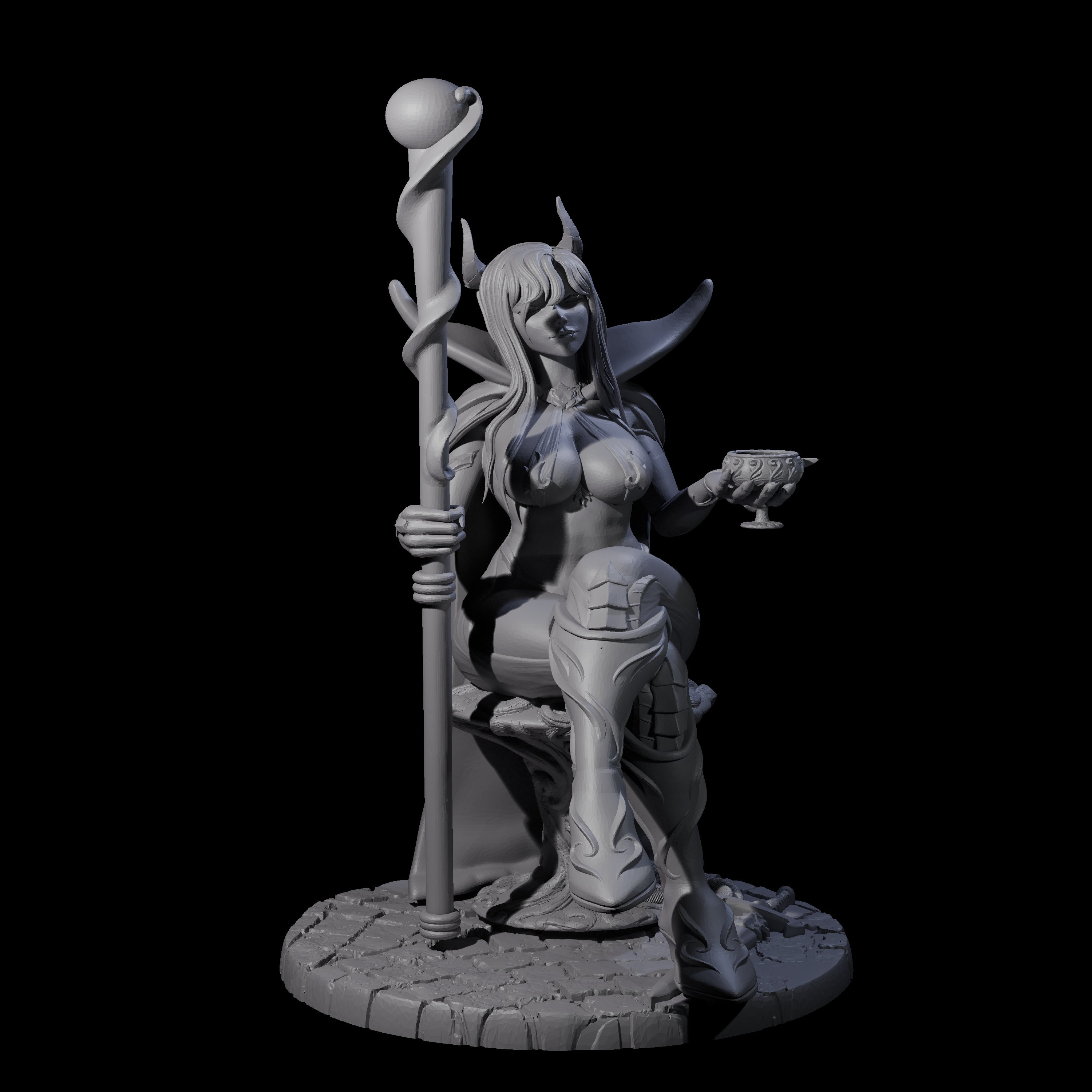 Resting Tiefling Warlock Miniature for Dungeons and Dragons, Pathfinder or other TTRPGs