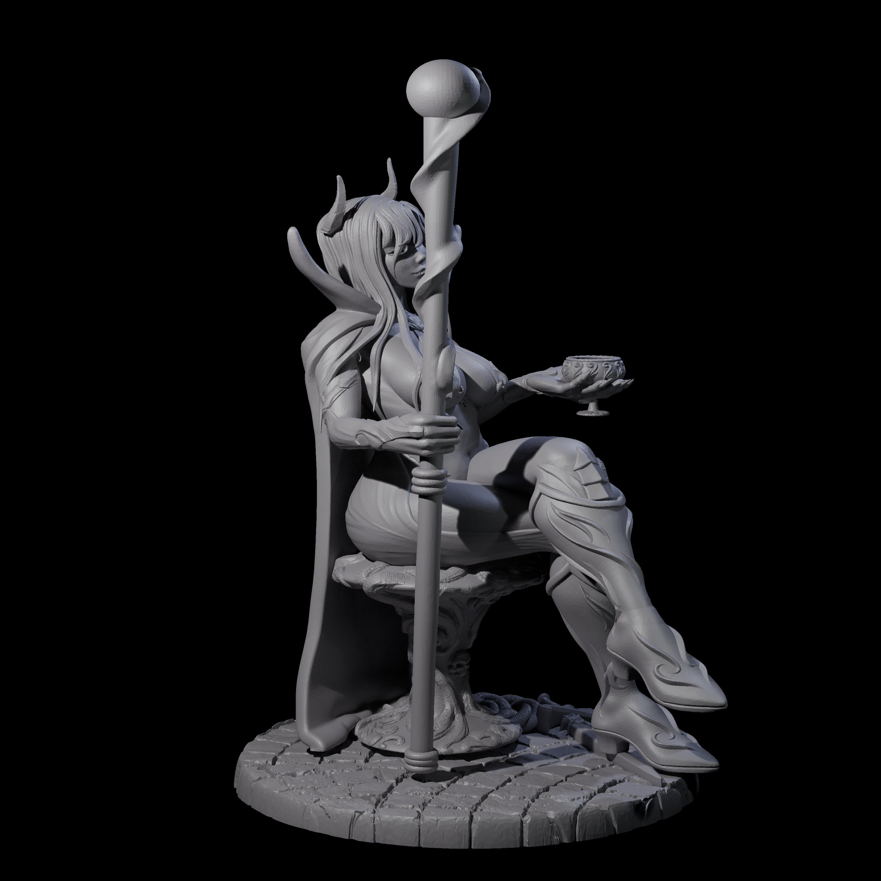 Resting Tiefling Warlock Miniature for Dungeons and Dragons, Pathfinder or other TTRPGs