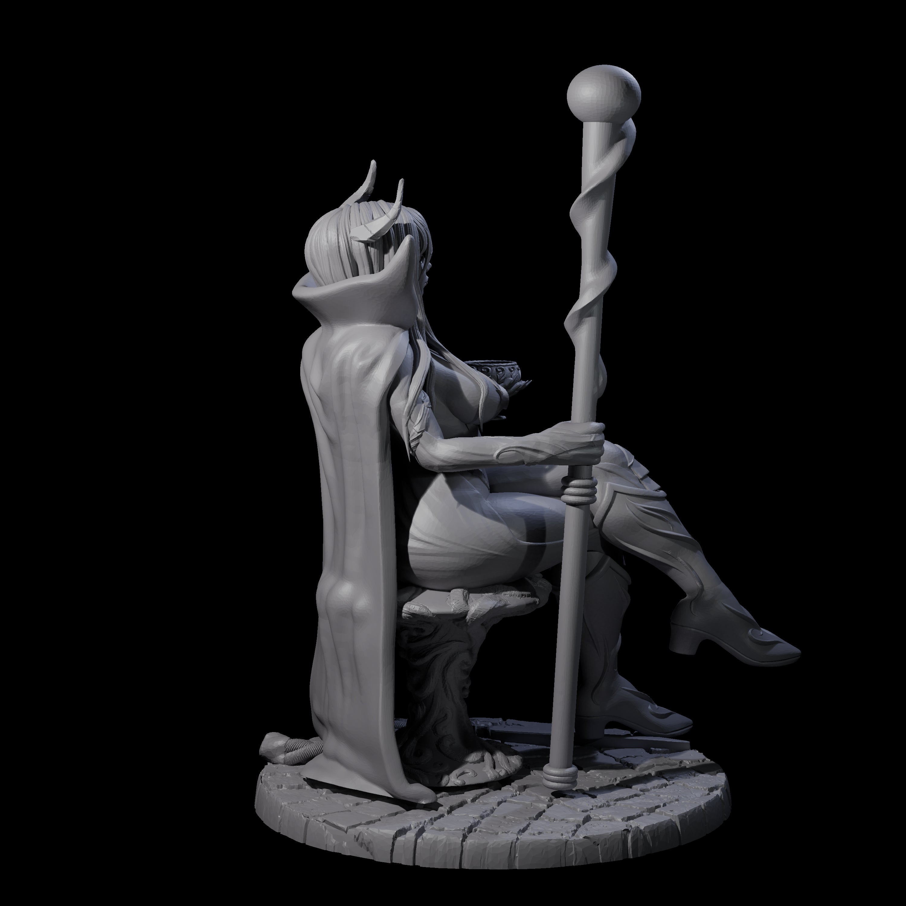 Resting Tiefling Warlock Miniature for Dungeons and Dragons, Pathfinder or other TTRPGs