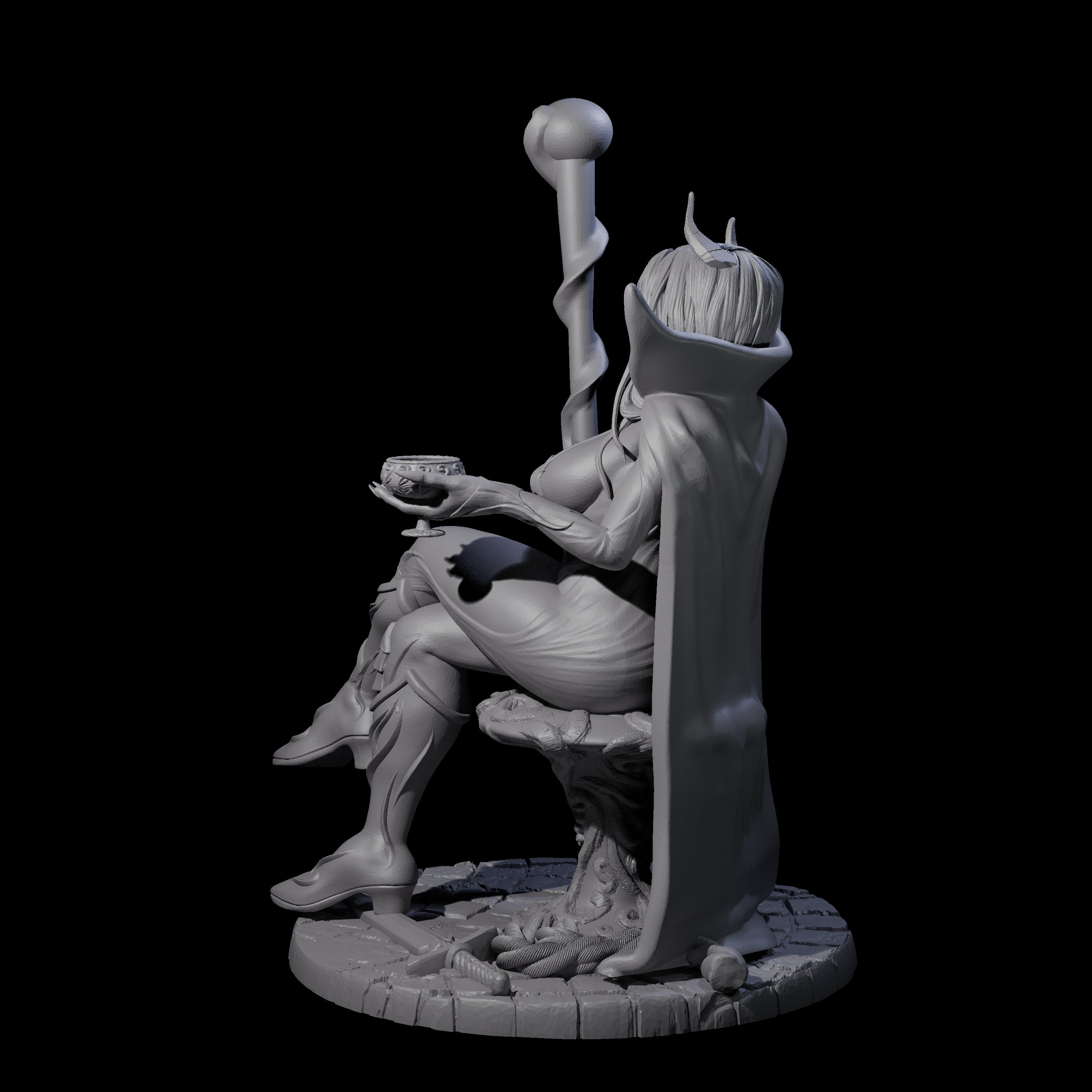 Resting Tiefling Warlock Miniature for Dungeons and Dragons, Pathfinder or other TTRPGs