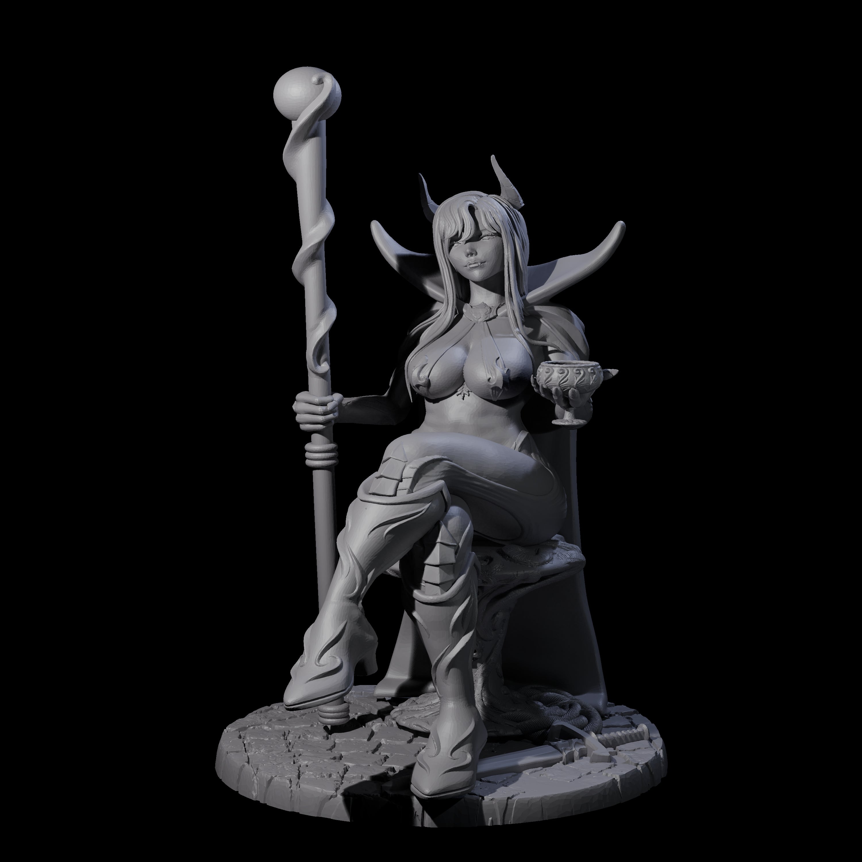 Resting Tiefling Warlock Miniature for Dungeons and Dragons, Pathfinder or other TTRPGs