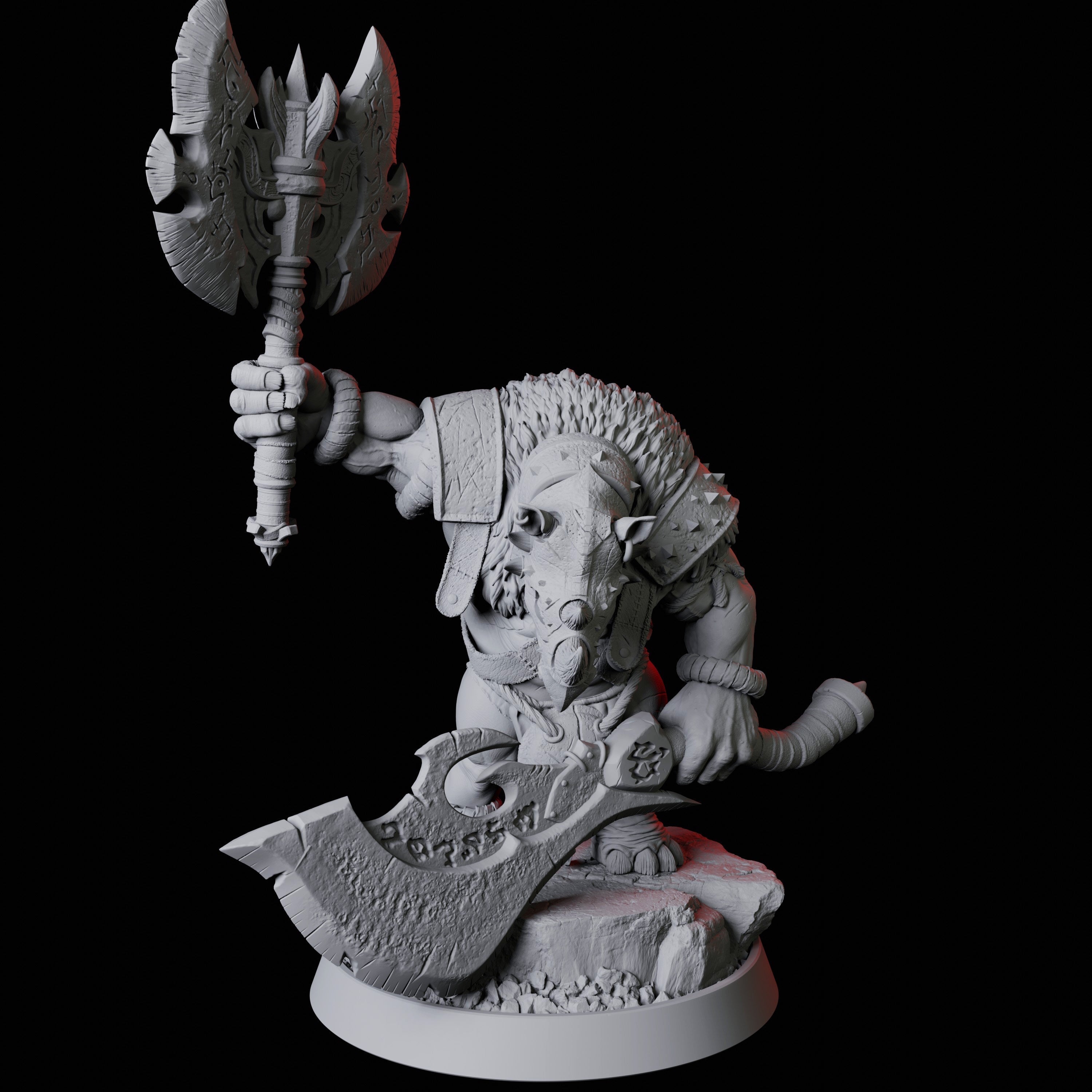 Rhino Folk Axe Master Miniature for Dungeons and Dragons