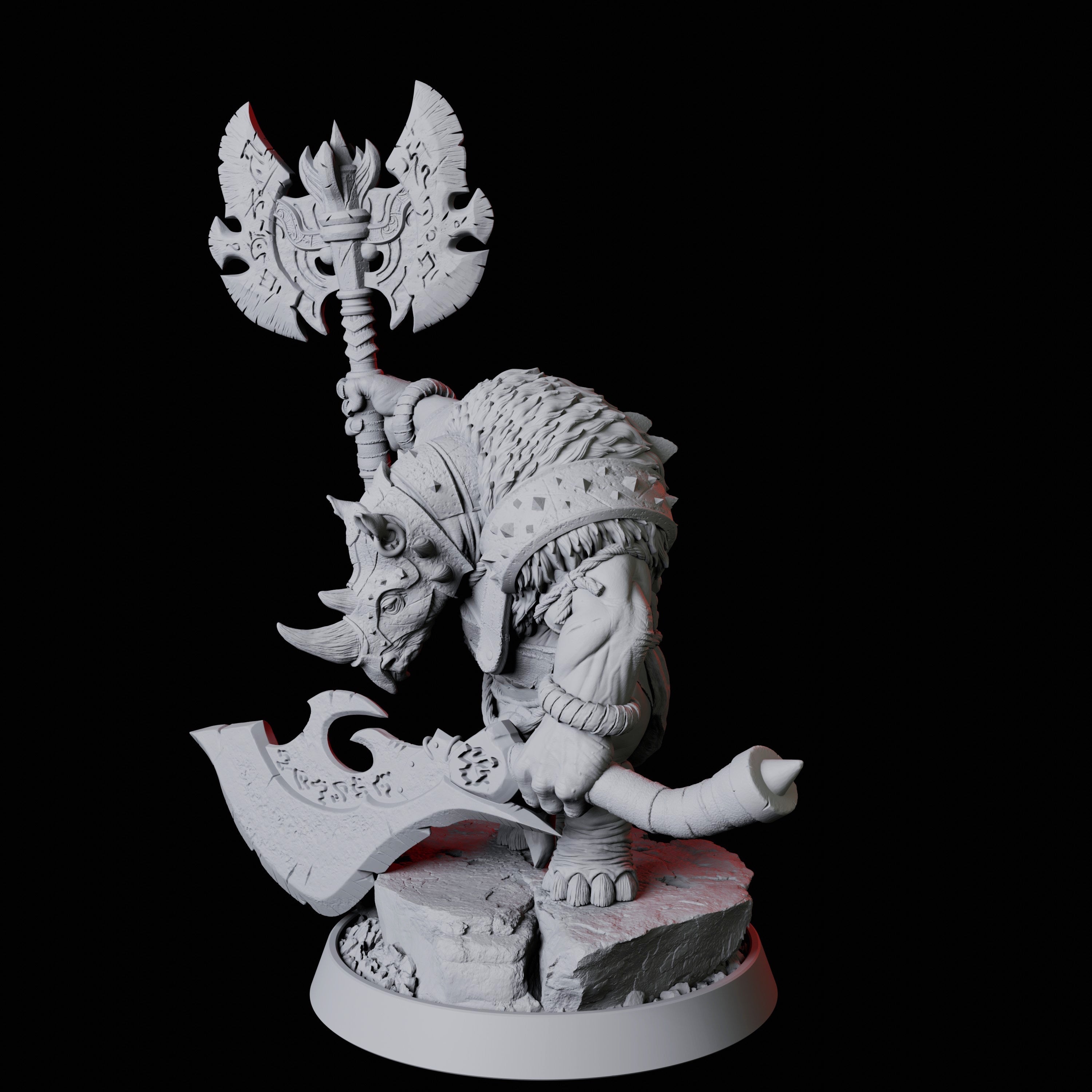 Rhino Folk Axe Master Miniature for Dungeons and Dragons