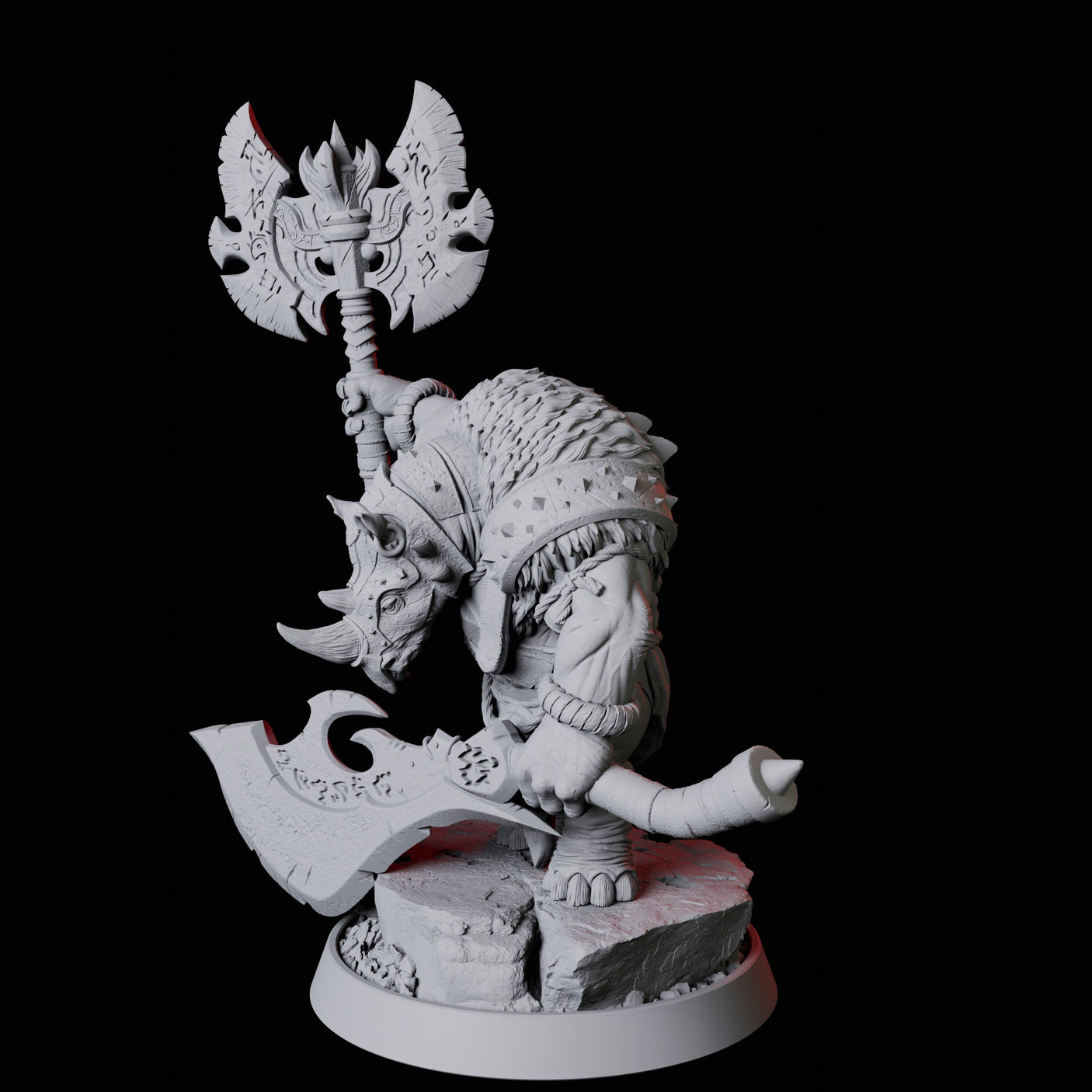 Rhino Folk Axe Master Miniature for Dungeons and Dragons, Pathfinder or other TTRPGs