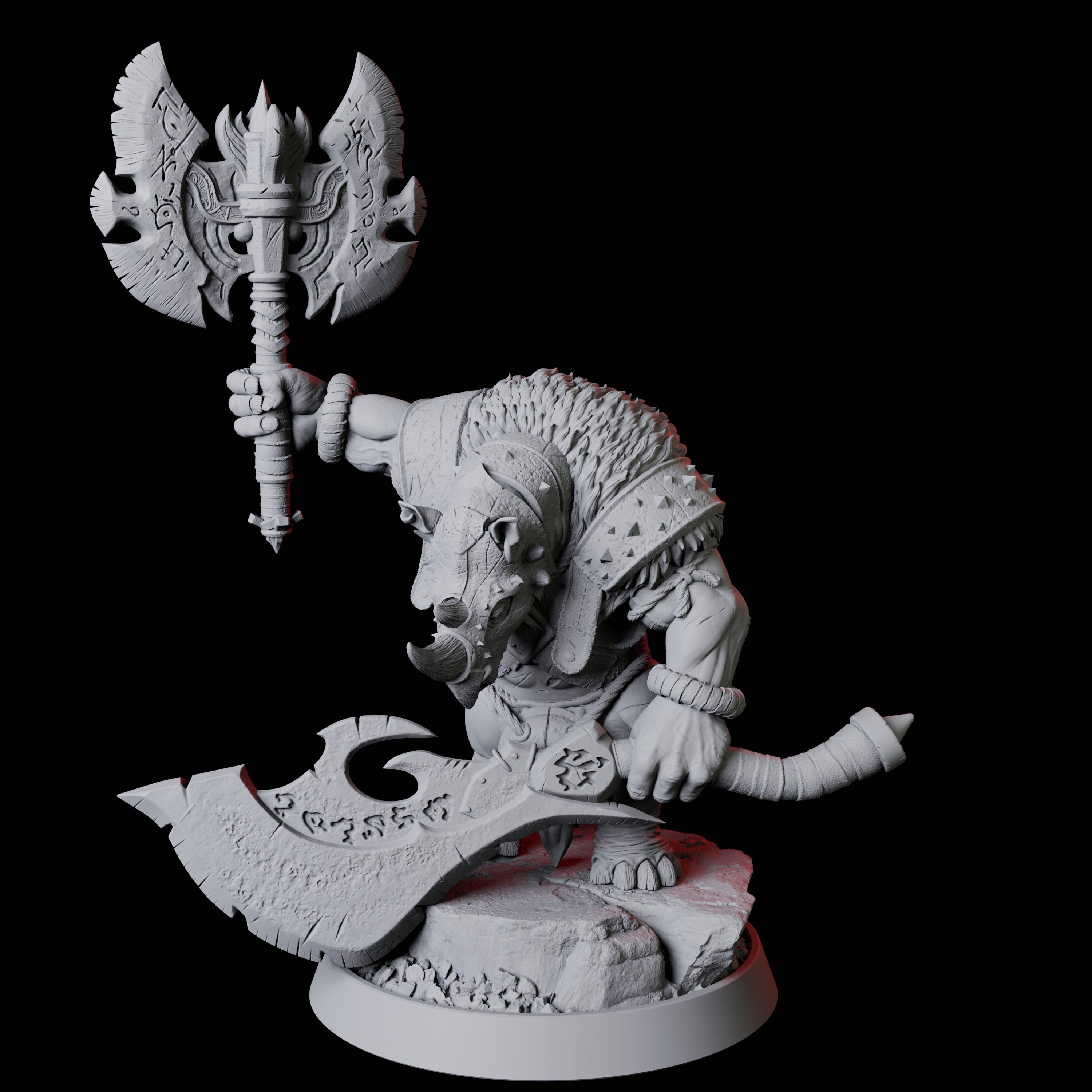Rhino Folk Axe Master Miniature for Dungeons and Dragons