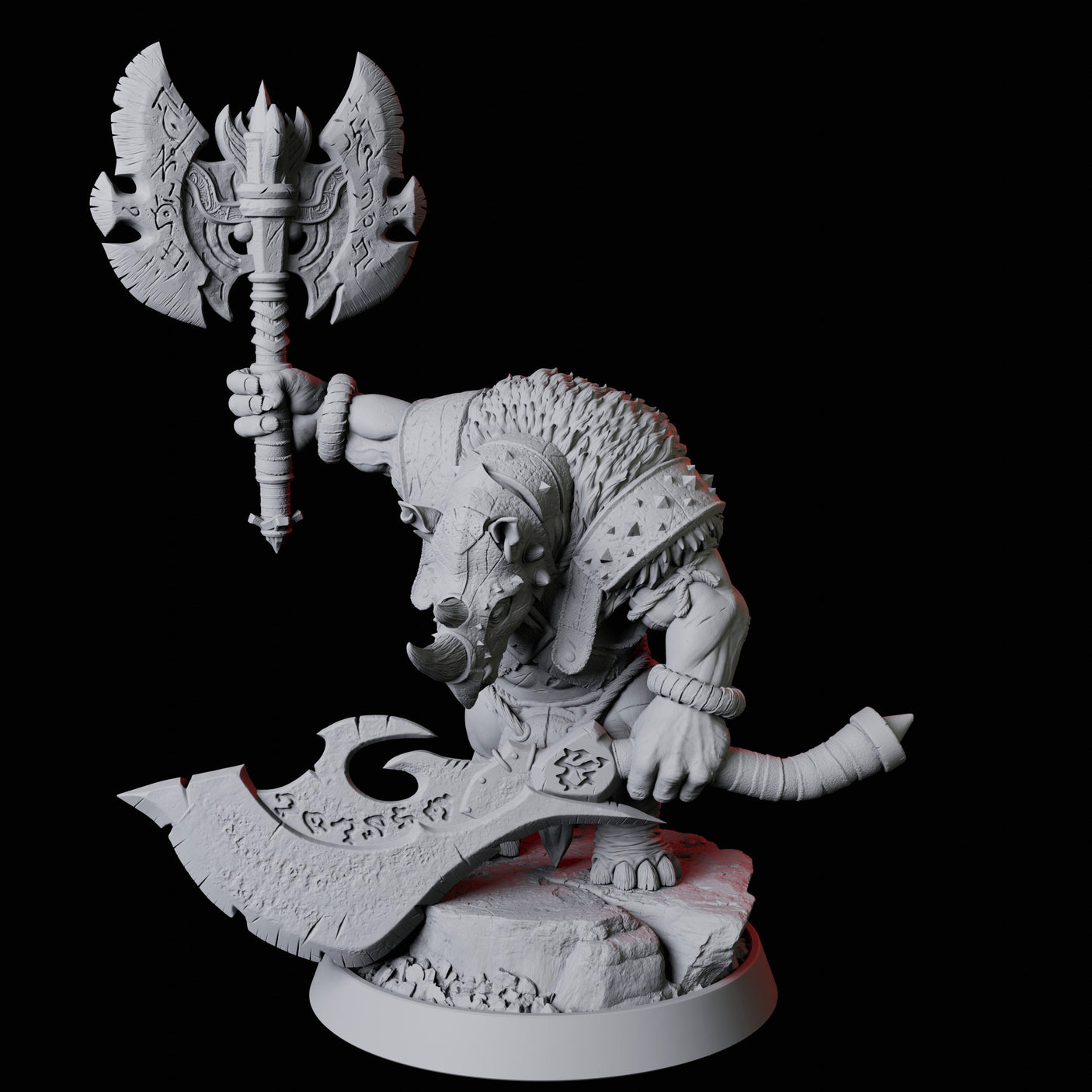 Rhino Folk Axe Master Miniature for Dungeons and Dragons, Pathfinder or other TTRPGs