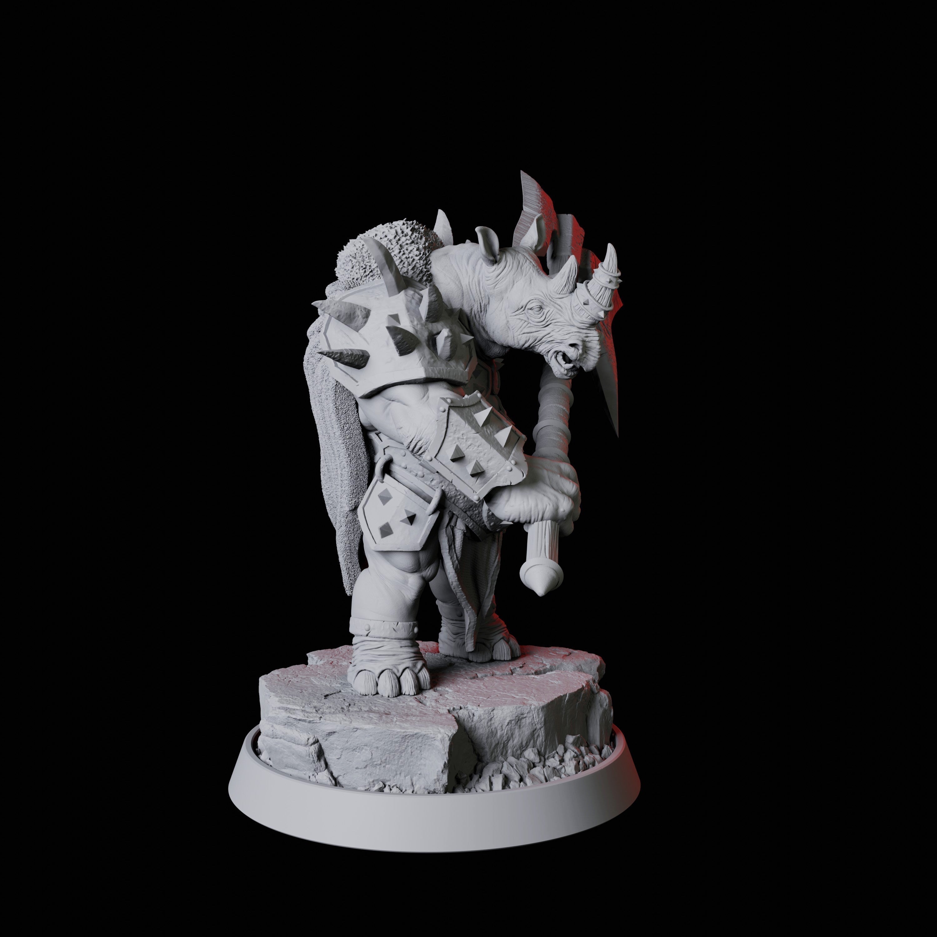 Rhino Folk Battleaxe Master Miniature for Dungeons and Dragons