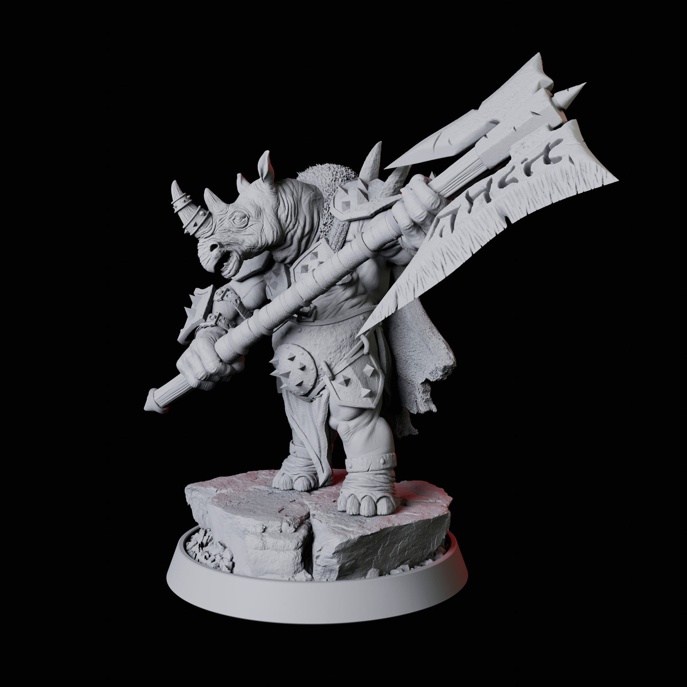 Rhino Folk Battleaxe Master Miniature for Dungeons and Dragons, Pathfinder or other TTRPGs