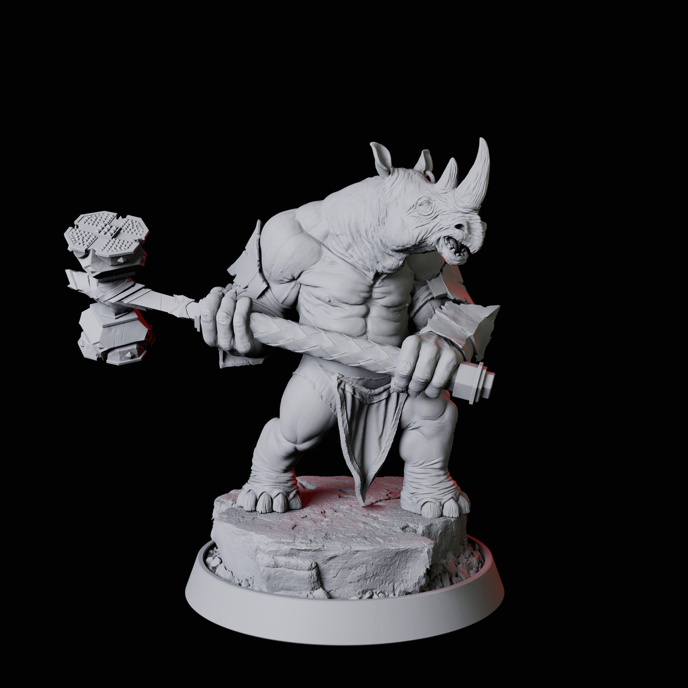 Rhino Folk Bruiser Miniature for Dungeons and Dragons, Pathfinder or other TTRPGs