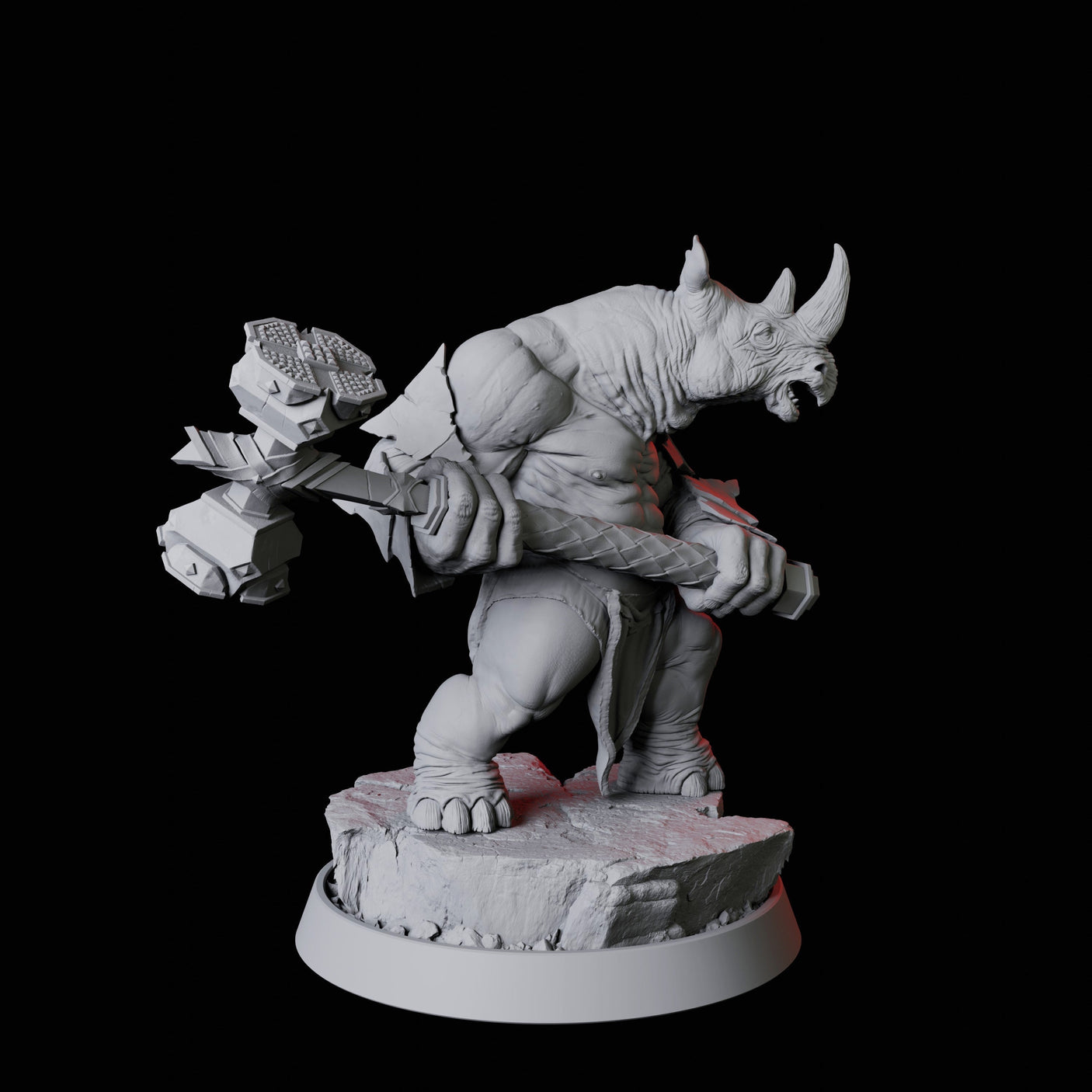 Rhino Folk Bruiser Miniature for Dungeons and Dragons, Pathfinder or other TTRPGs