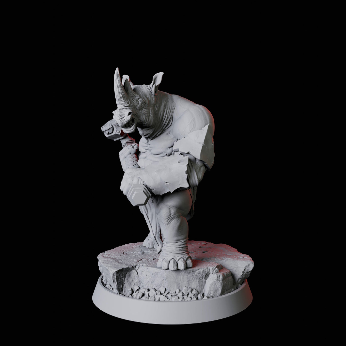 Rhino Folk Bruiser Miniature for Dungeons and Dragons, Pathfinder or other TTRPGs