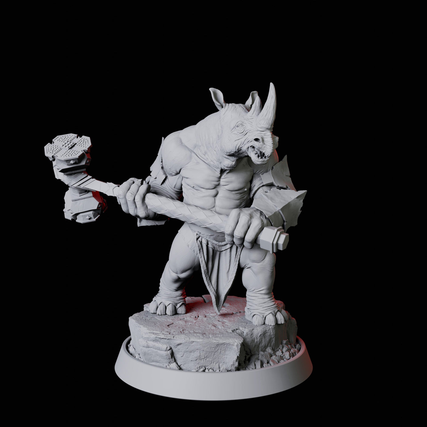 Rhino Folk Bruiser Miniature for Dungeons and Dragons, Pathfinder or other TTRPGs