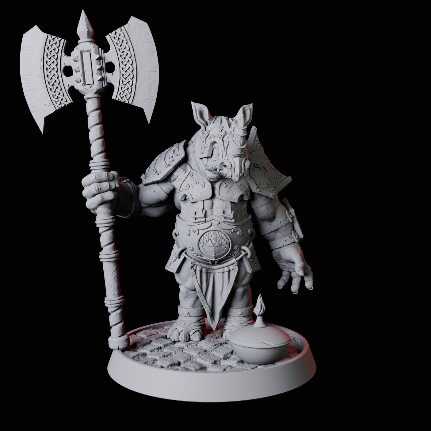 Rhino Folk Bundle Miniature for Dungeons and Dragons, Pathfinder or other TTRPGs