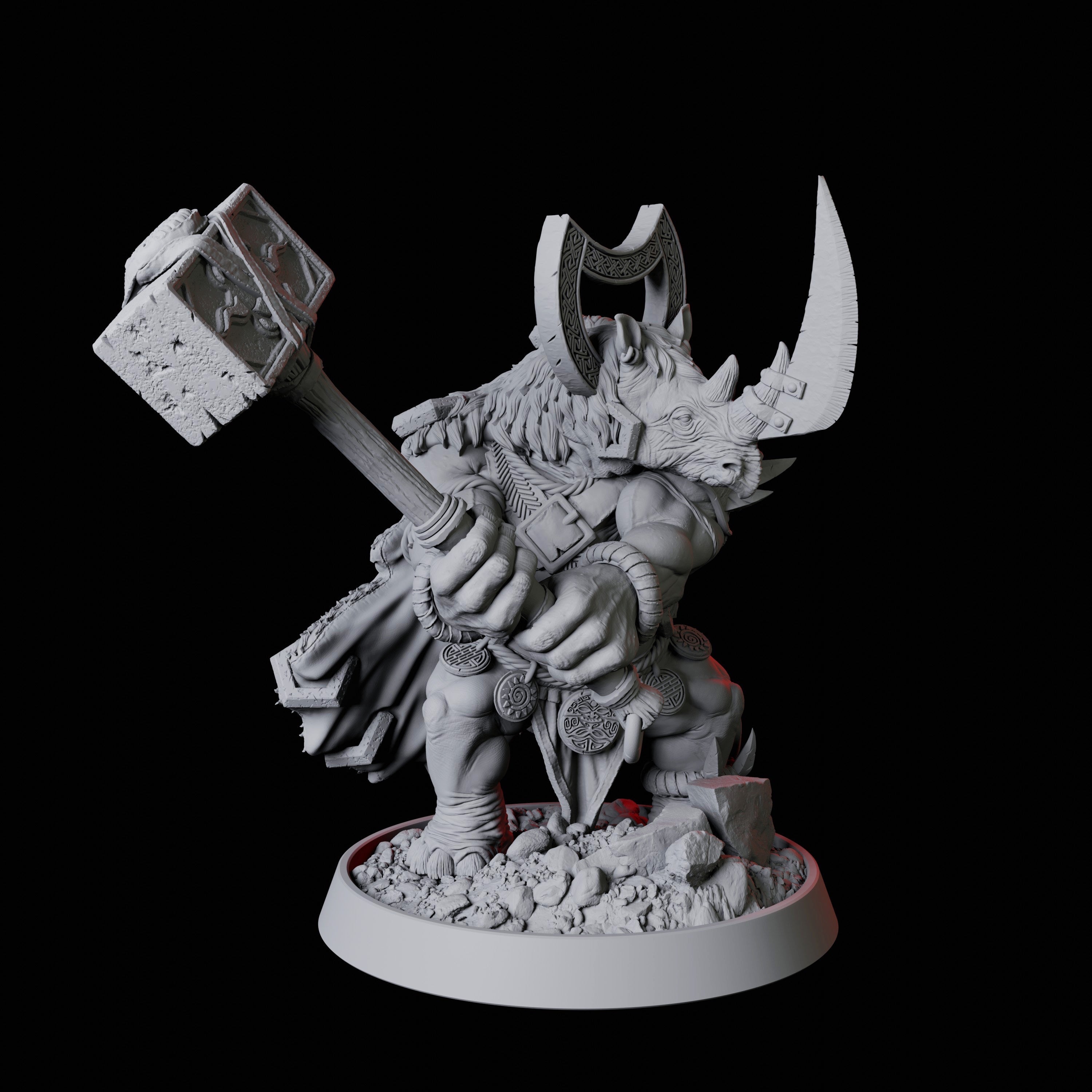 Rhino Folk Champion Miniature for Dungeons and Dragons