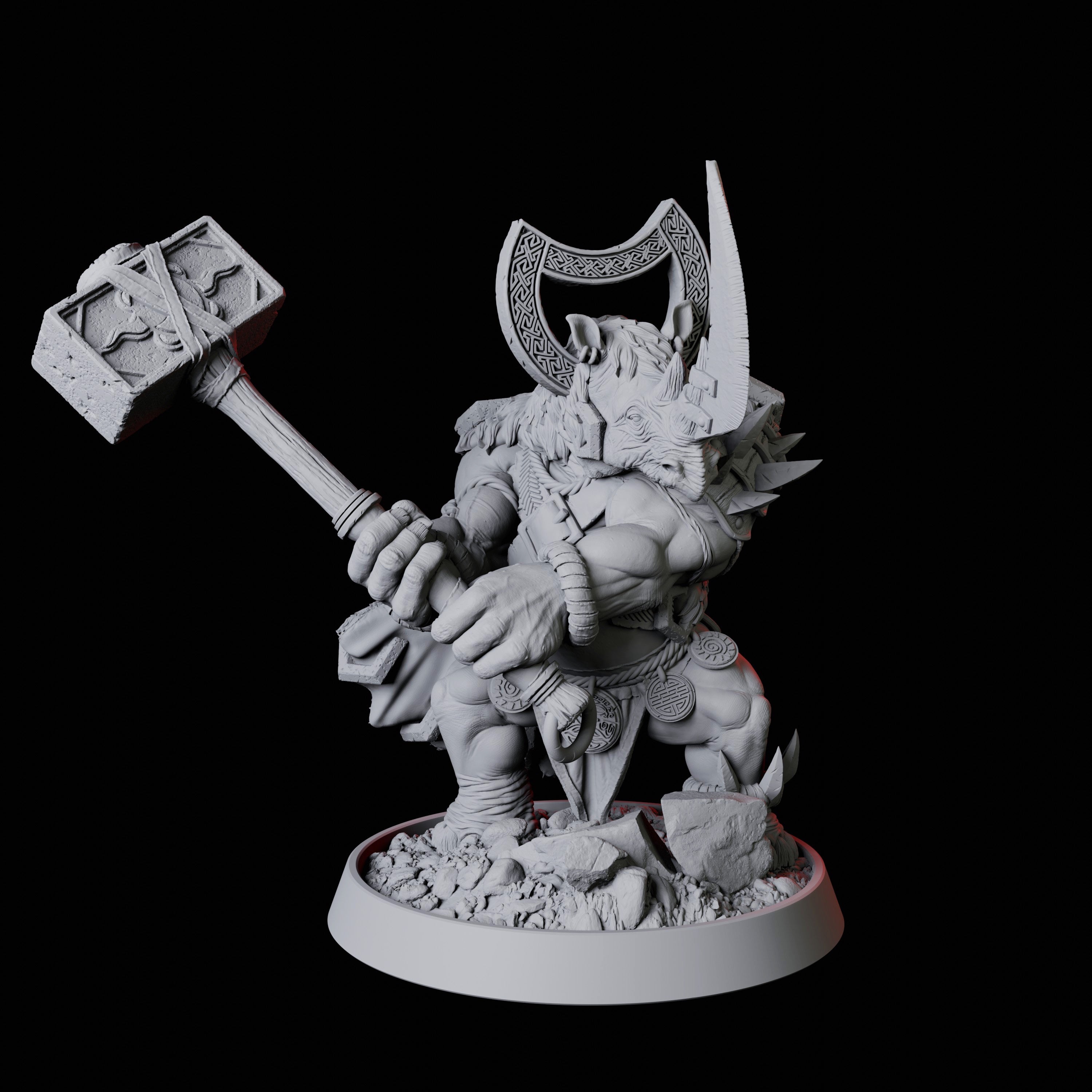 Rhino Folk Champion Miniature for Dungeons and Dragons