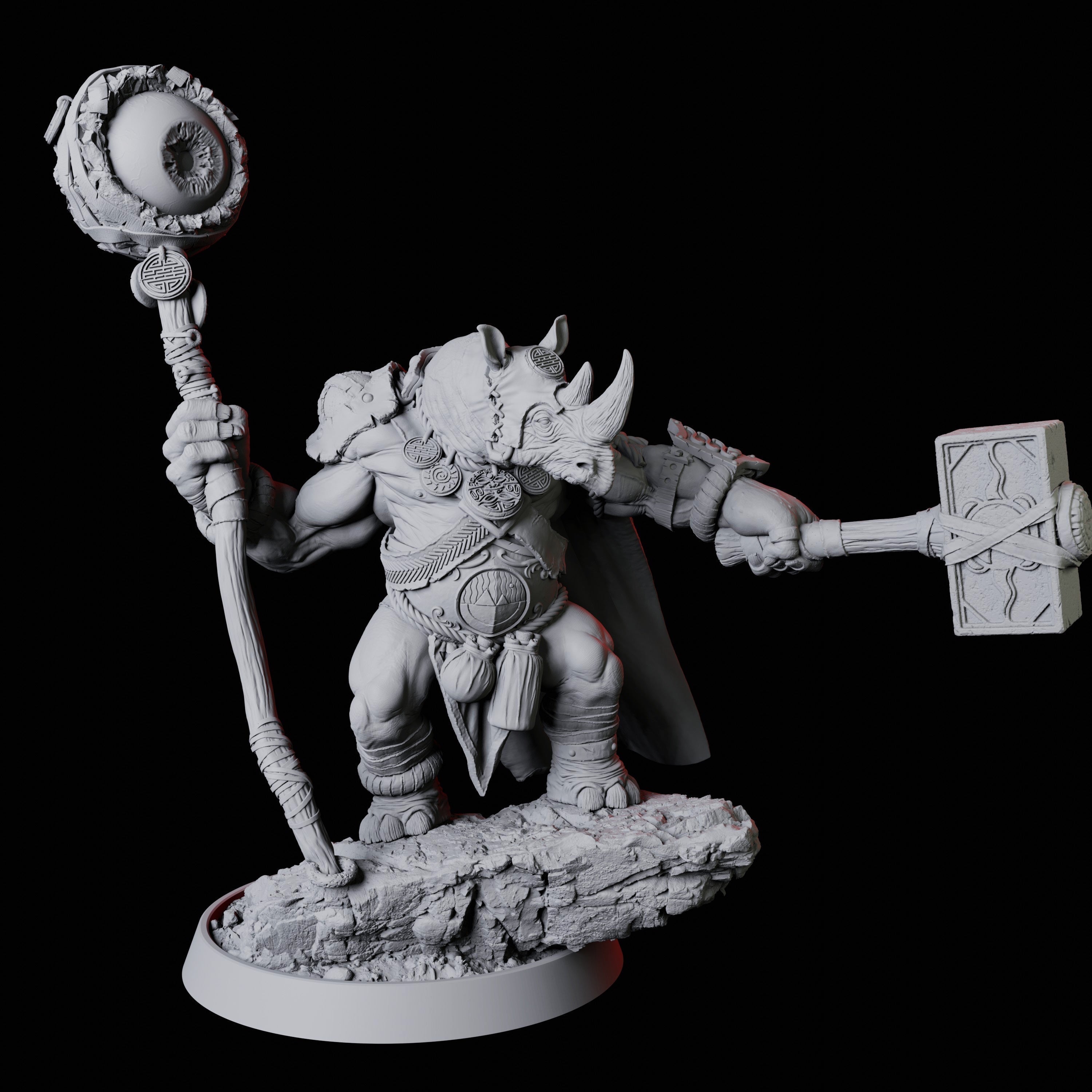Rhino Folk Druid Miniature for Dungeons and Dragons