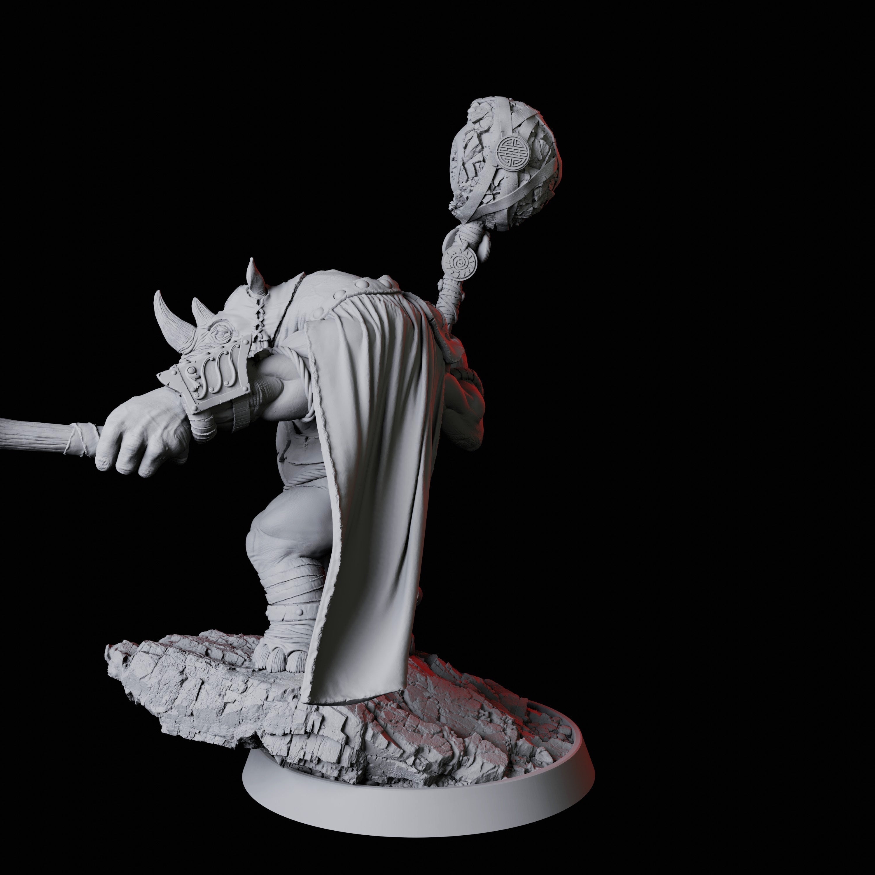 Rhino Folk Druid Miniature for Dungeons and Dragons