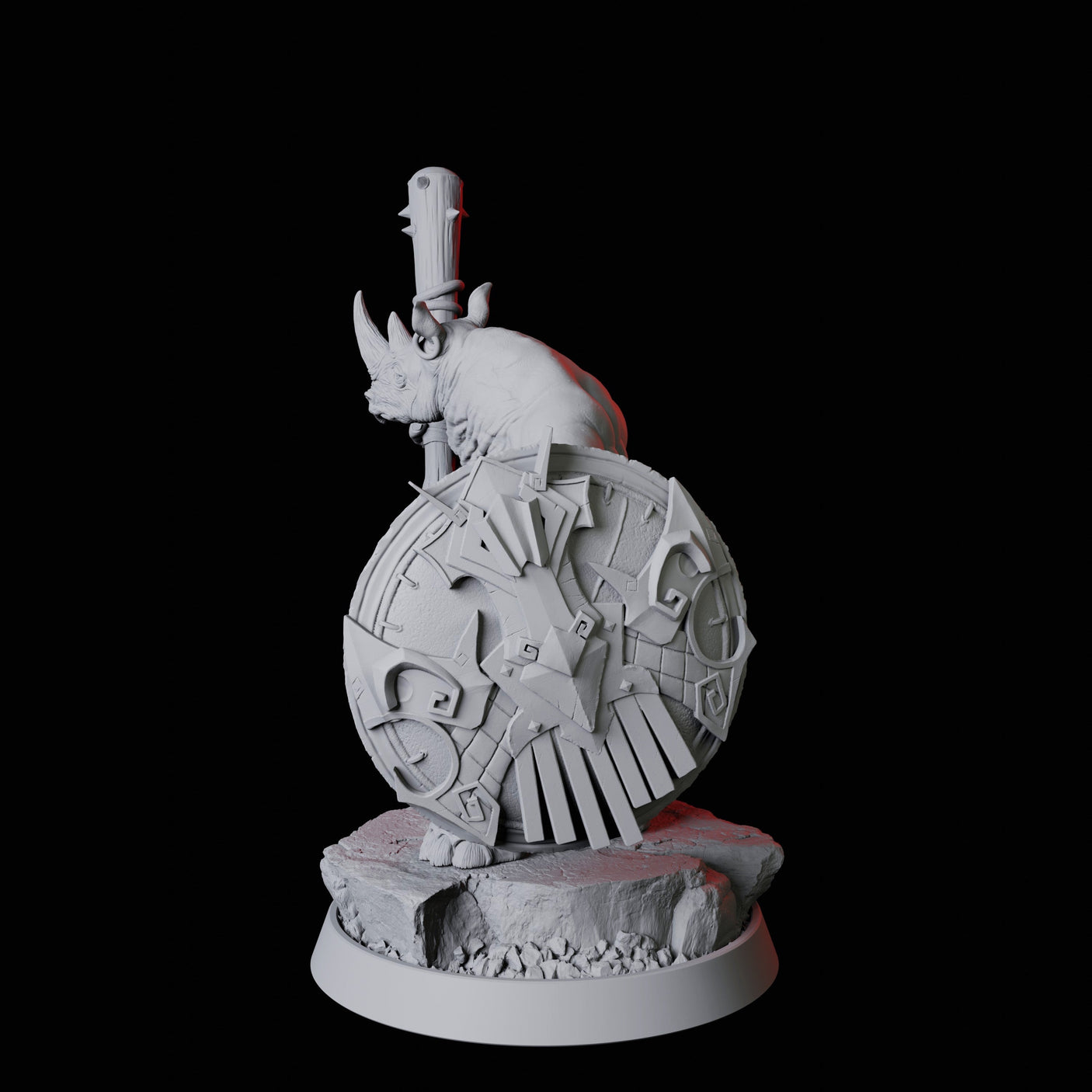 Rhino Folk Gladiator Miniature for Dungeons and Dragons, Pathfinder or other TTRPGs