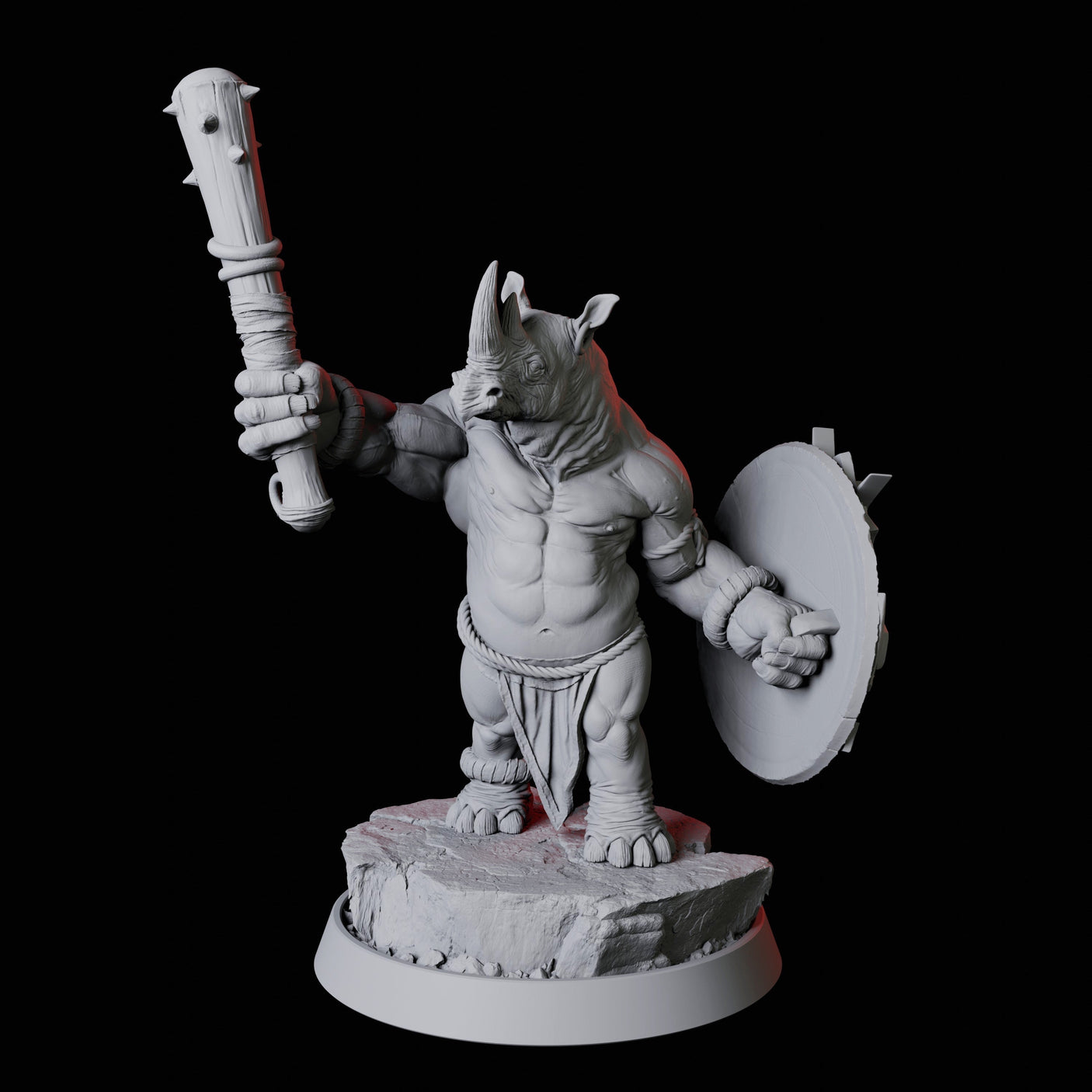 Rhino Folk Gladiator Miniature for Dungeons and Dragons, Pathfinder or other TTRPGs