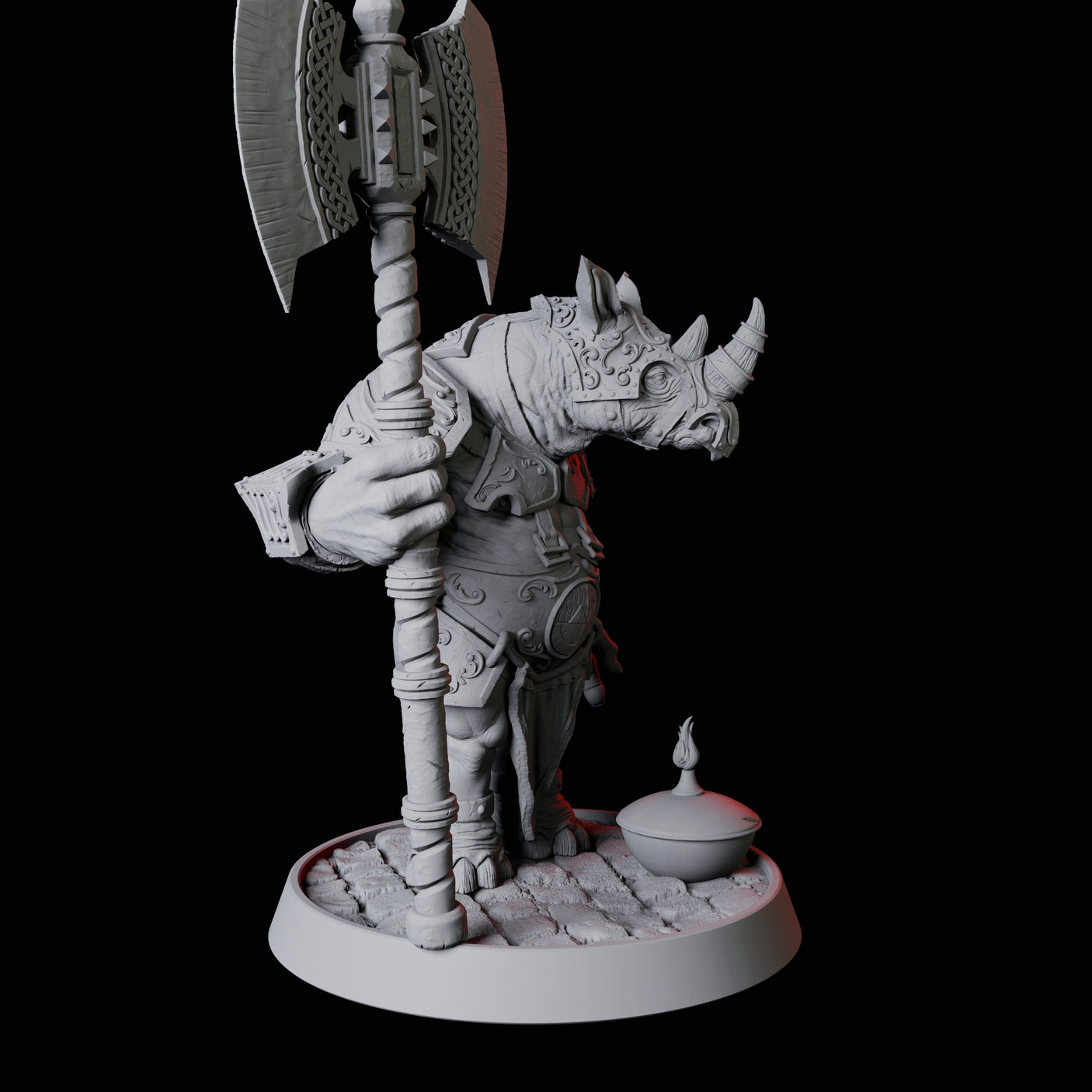 Rhino Folk Guard Miniature for Dungeons and Dragons, Pathfinder or other TTRPGs