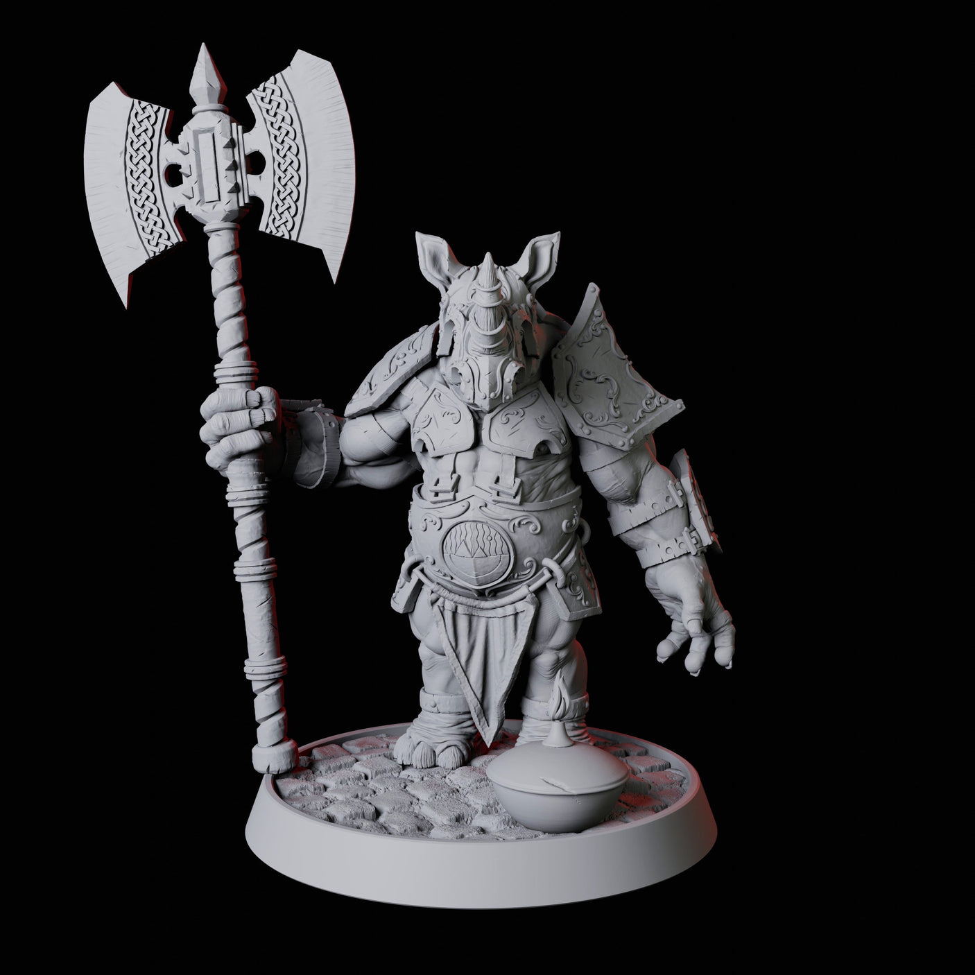 Rhino Folk Guard Miniature for Dungeons and Dragons, Pathfinder or other TTRPGs