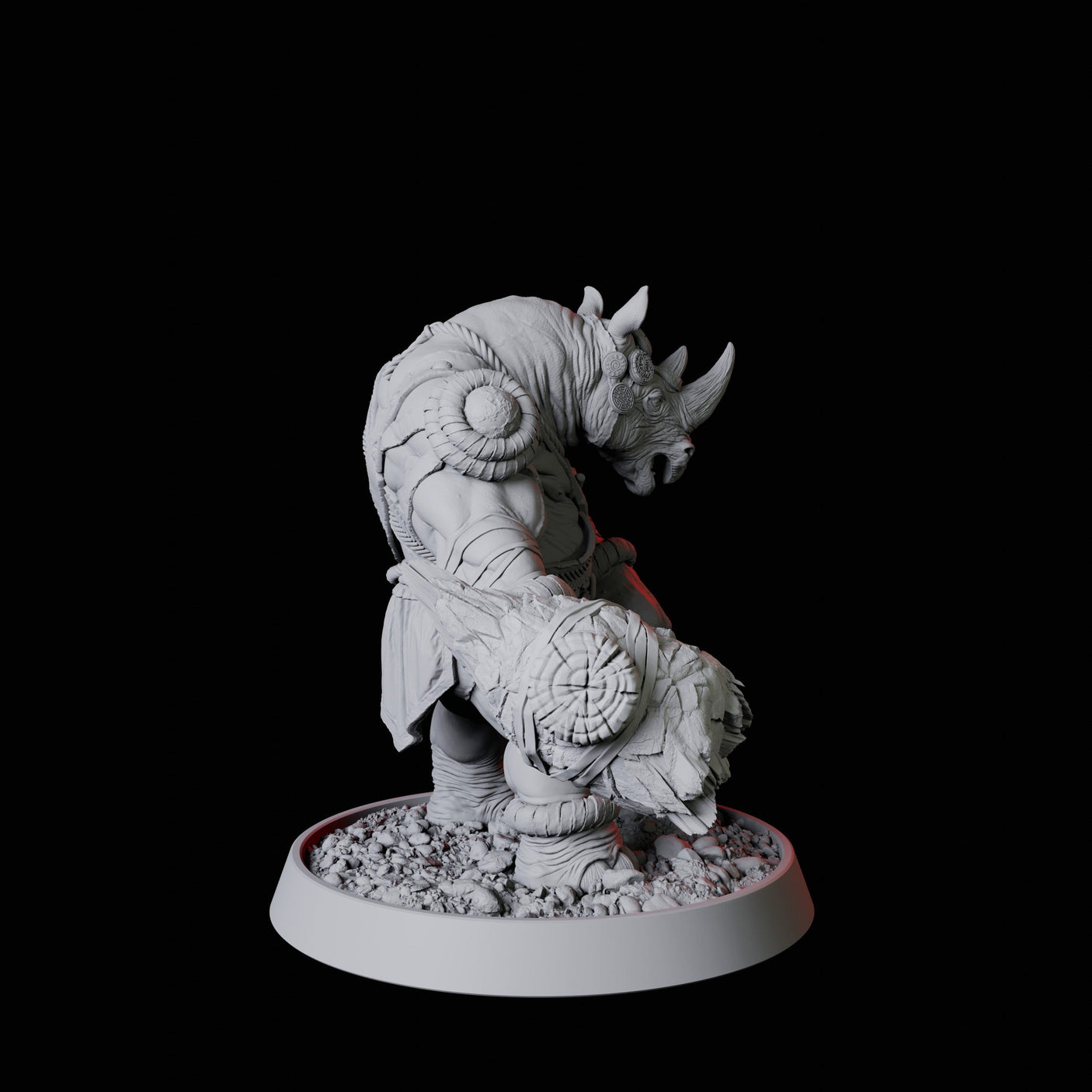 Rhino Folk Hammer Axe Wielder Miniature for Dungeons and Dragons, Pathfinder or other TTRPGs