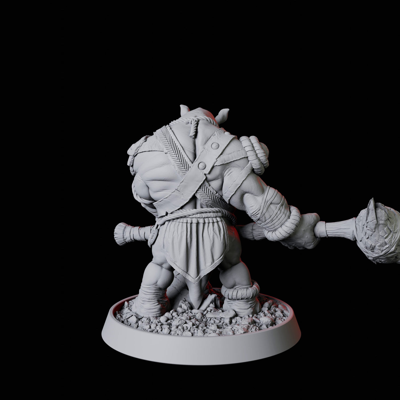 Rhino Folk Hammer Axe Wielder Miniature for Dungeons and Dragons, Pathfinder or other TTRPGs