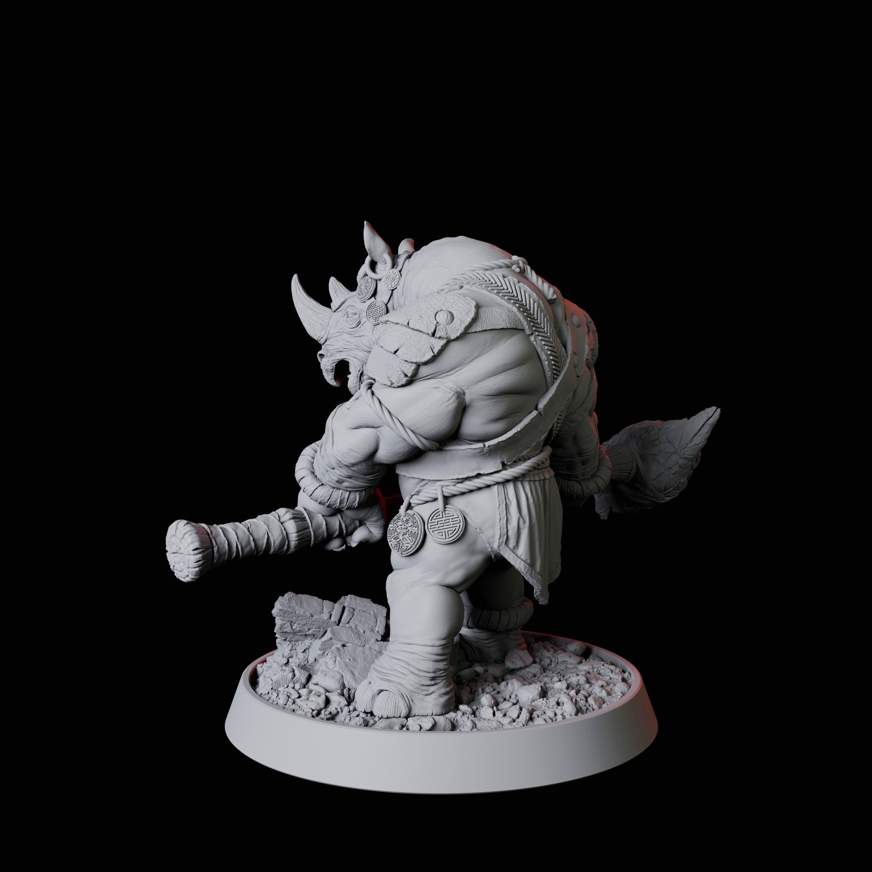 Rhino Folk Hammer Axe Wielder Miniature for Dungeons and Dragons
