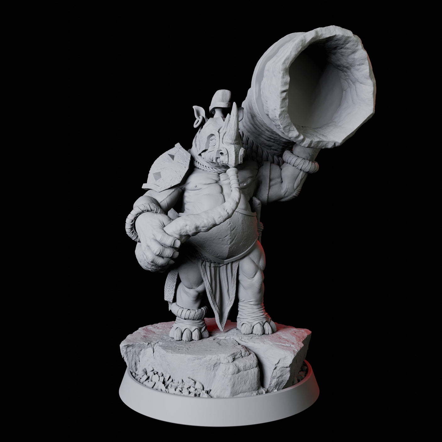 Rhino Folk Horn Player Miniature for Dungeons and Dragons, Pathfinder or other TTRPGs