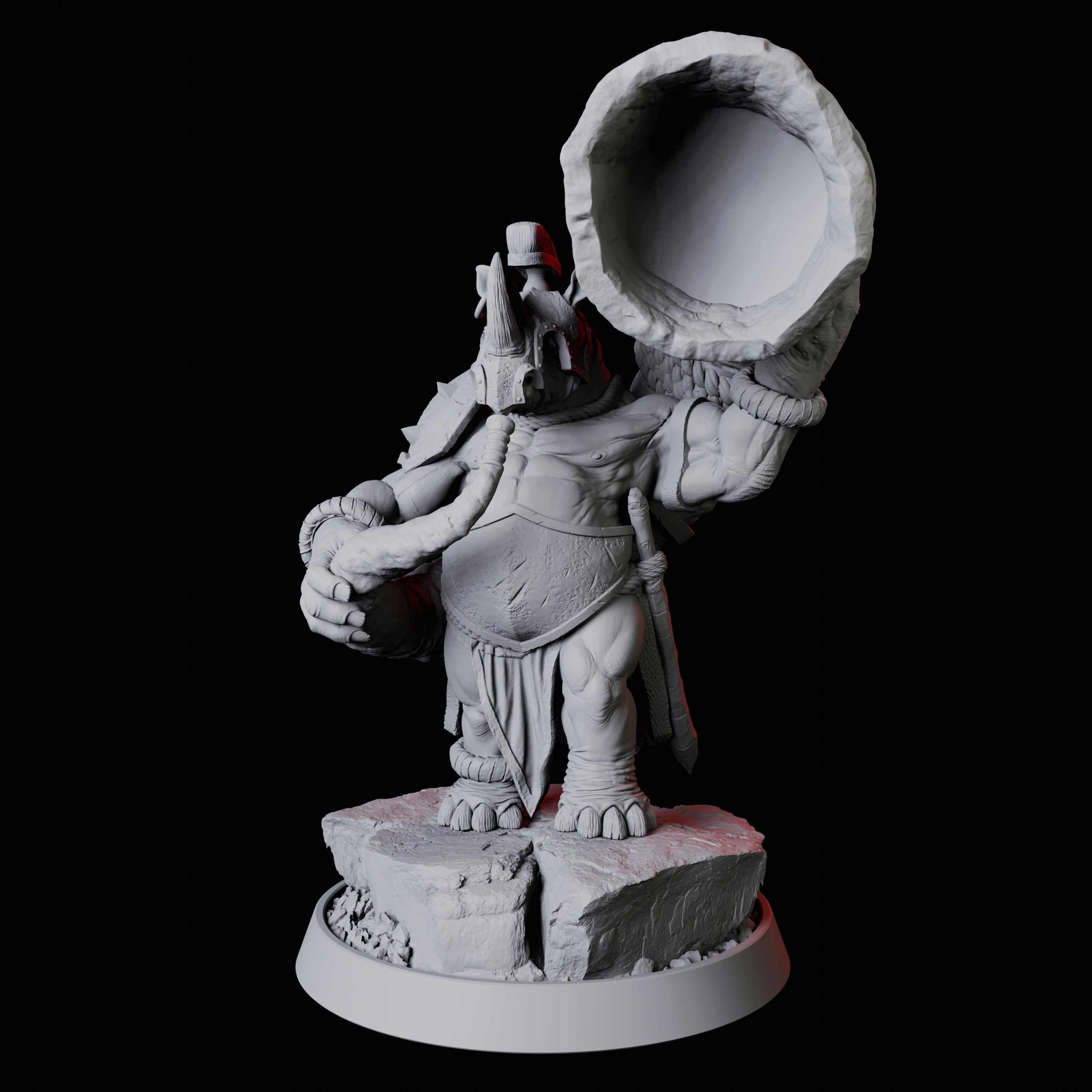 Rhino Folk Horn Player Miniature for Dungeons and Dragons
