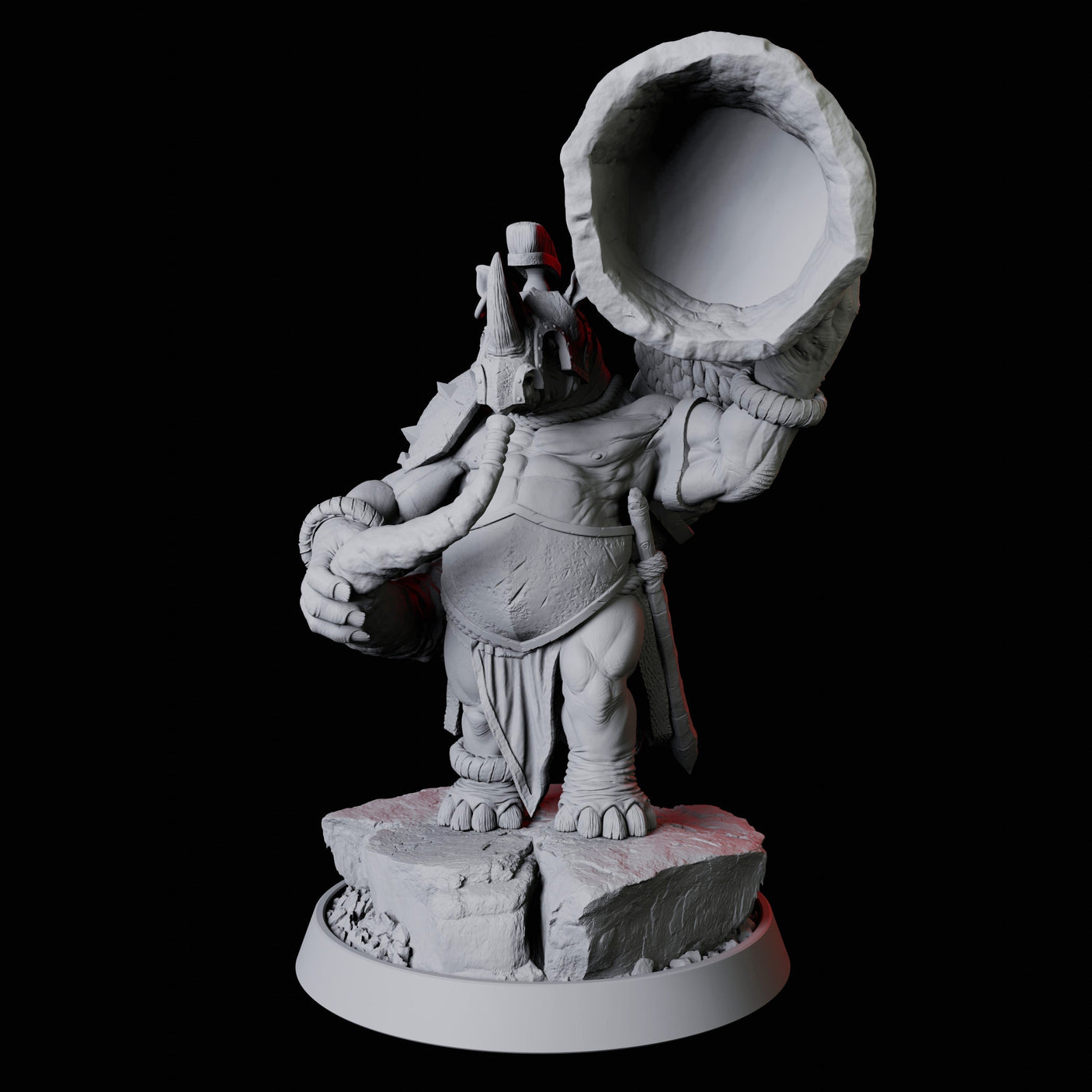 Rhino Folk Horn Player Miniature for Dungeons and Dragons, Pathfinder or other TTRPGs