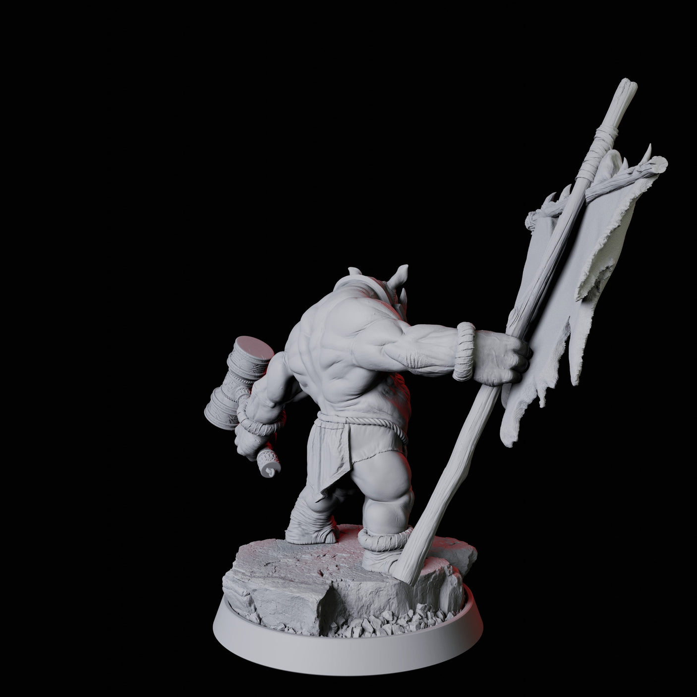 Rhino Folk Standard Bearer Miniature for Dungeons and Dragons, Pathfinder or other TTRPGs