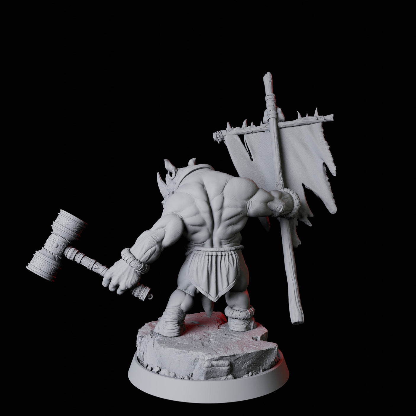 Rhino Folk Standard Bearer Miniature for Dungeons and Dragons, Pathfinder or other TTRPGs
