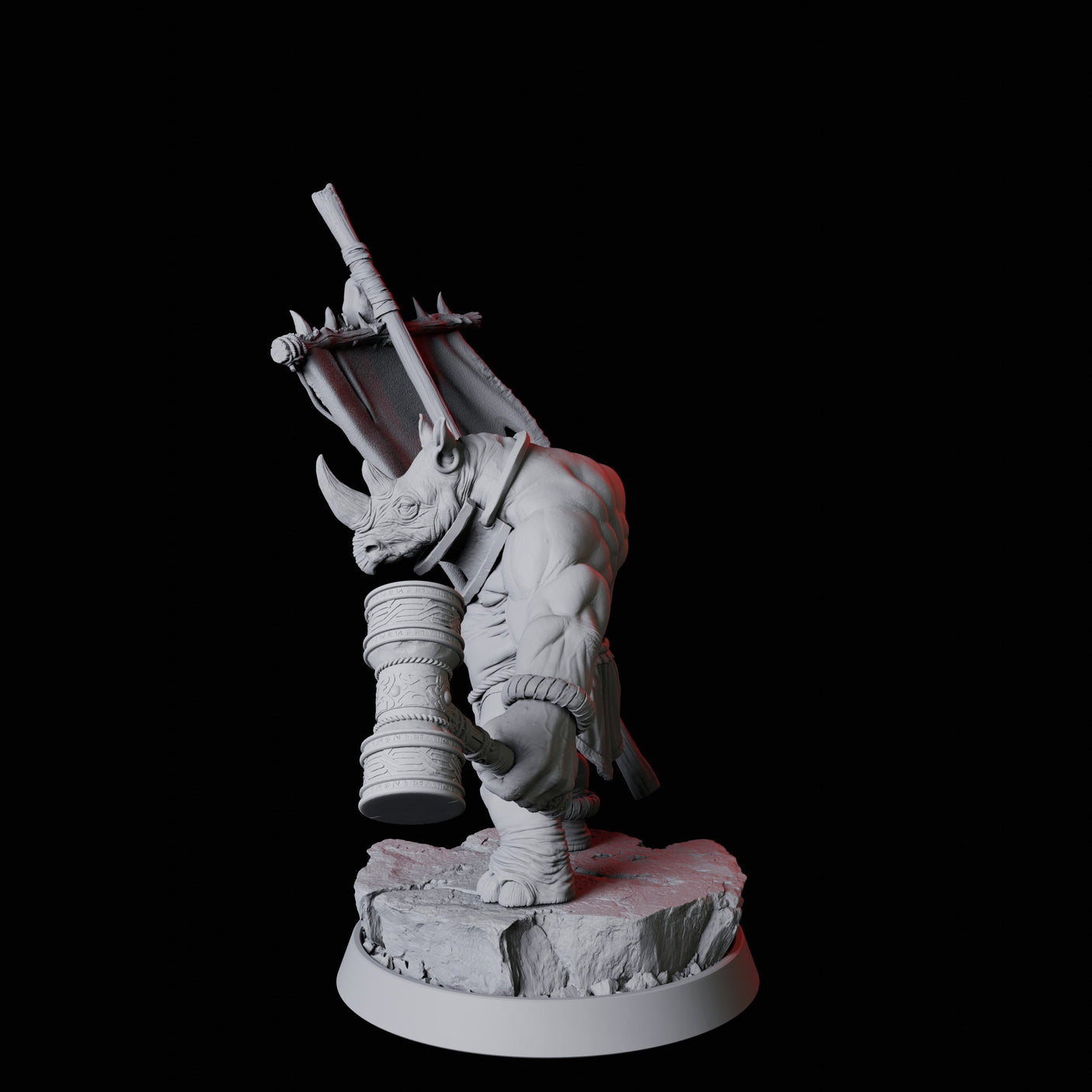 Rhino Folk Standard Bearer Miniature for Dungeons and Dragons, Pathfinder or other TTRPGs