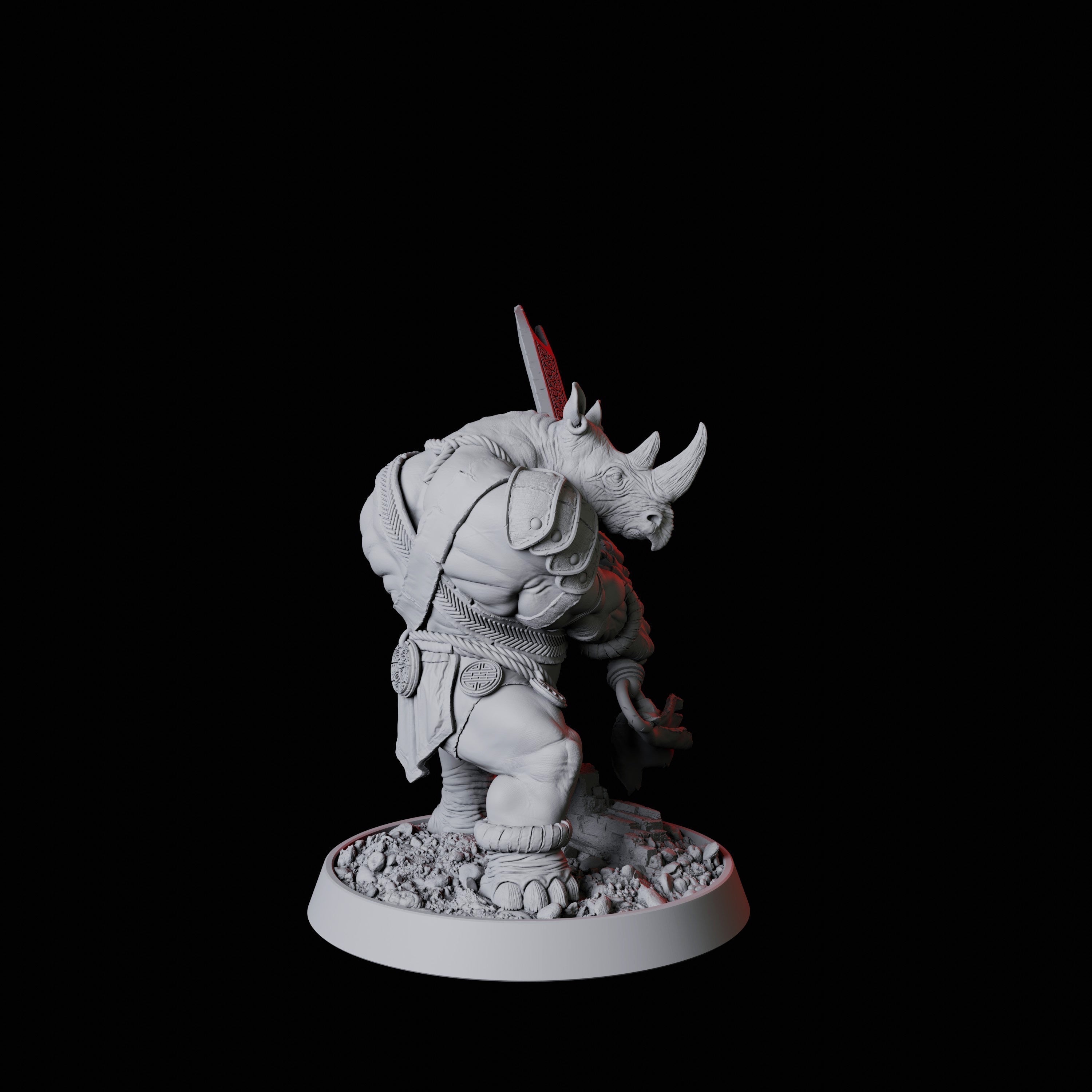 Rhino Folk Sword Warrior Miniature for Dungeons and Dragons