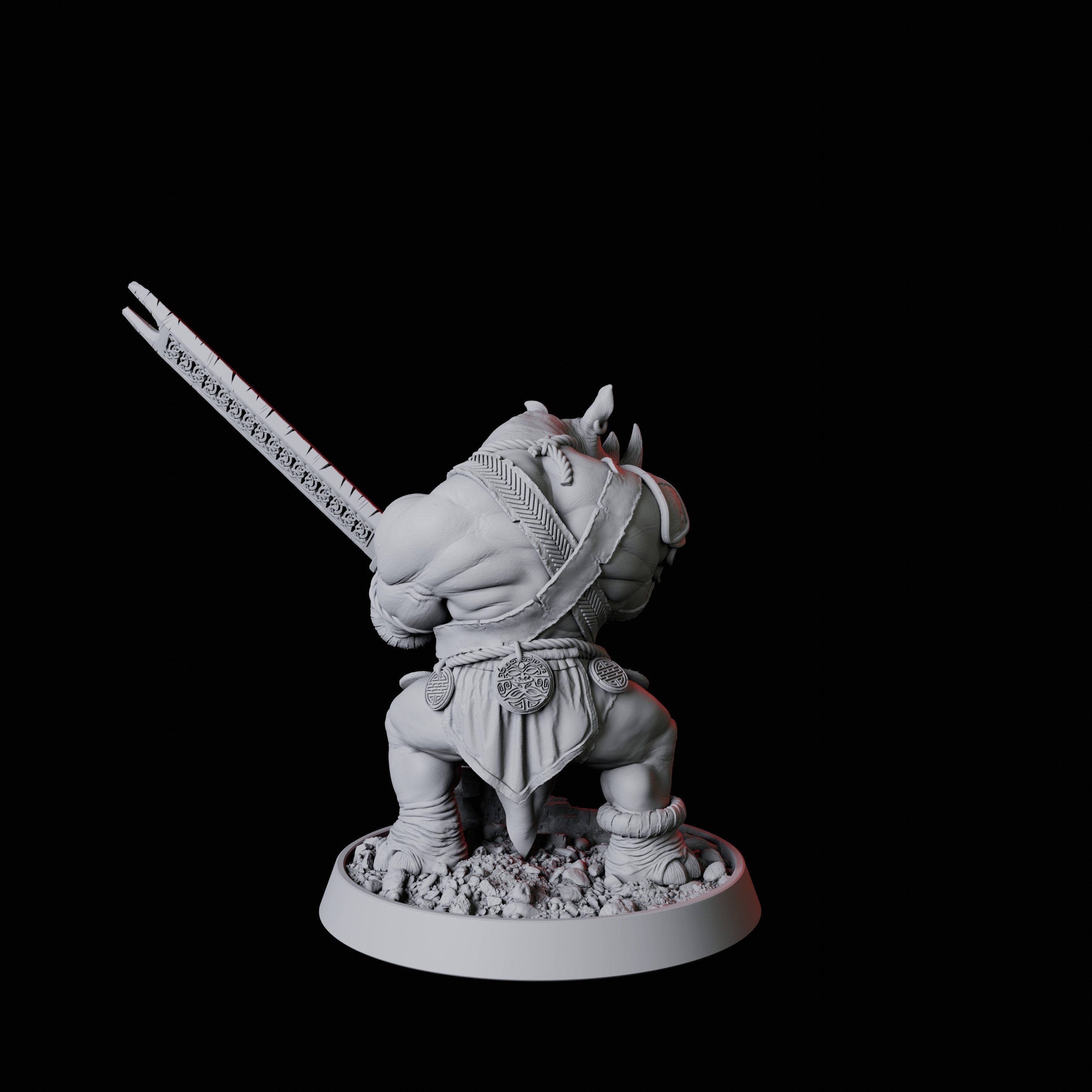 Rhino Folk Sword Warrior Miniature for Dungeons and Dragons