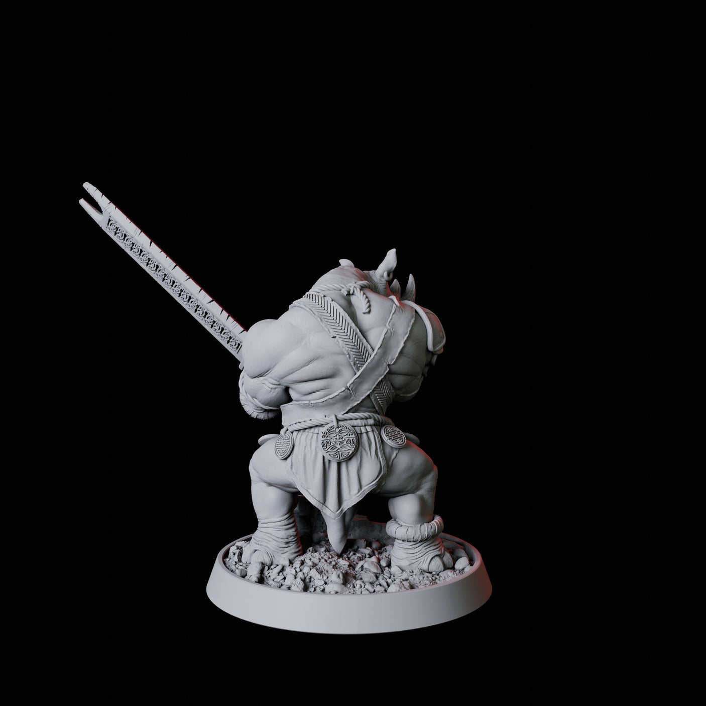 Rhino Folk Sword Warrior Miniature for Dungeons and Dragons, Pathfinder or other TTRPGs