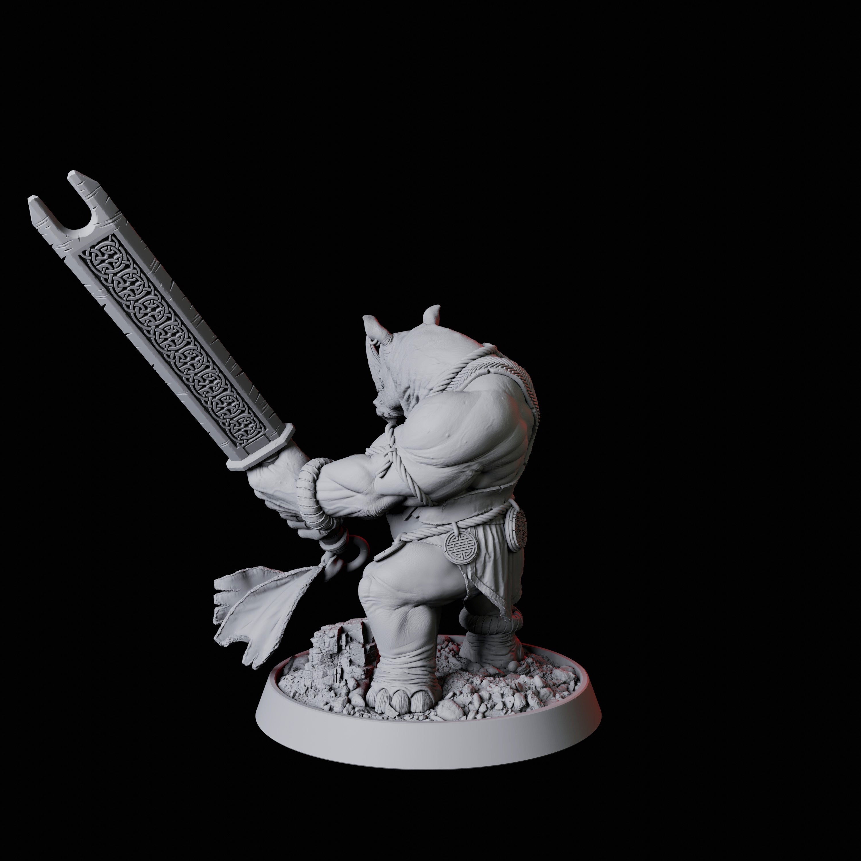 Rhino Folk Sword Warrior Miniature for Dungeons and Dragons