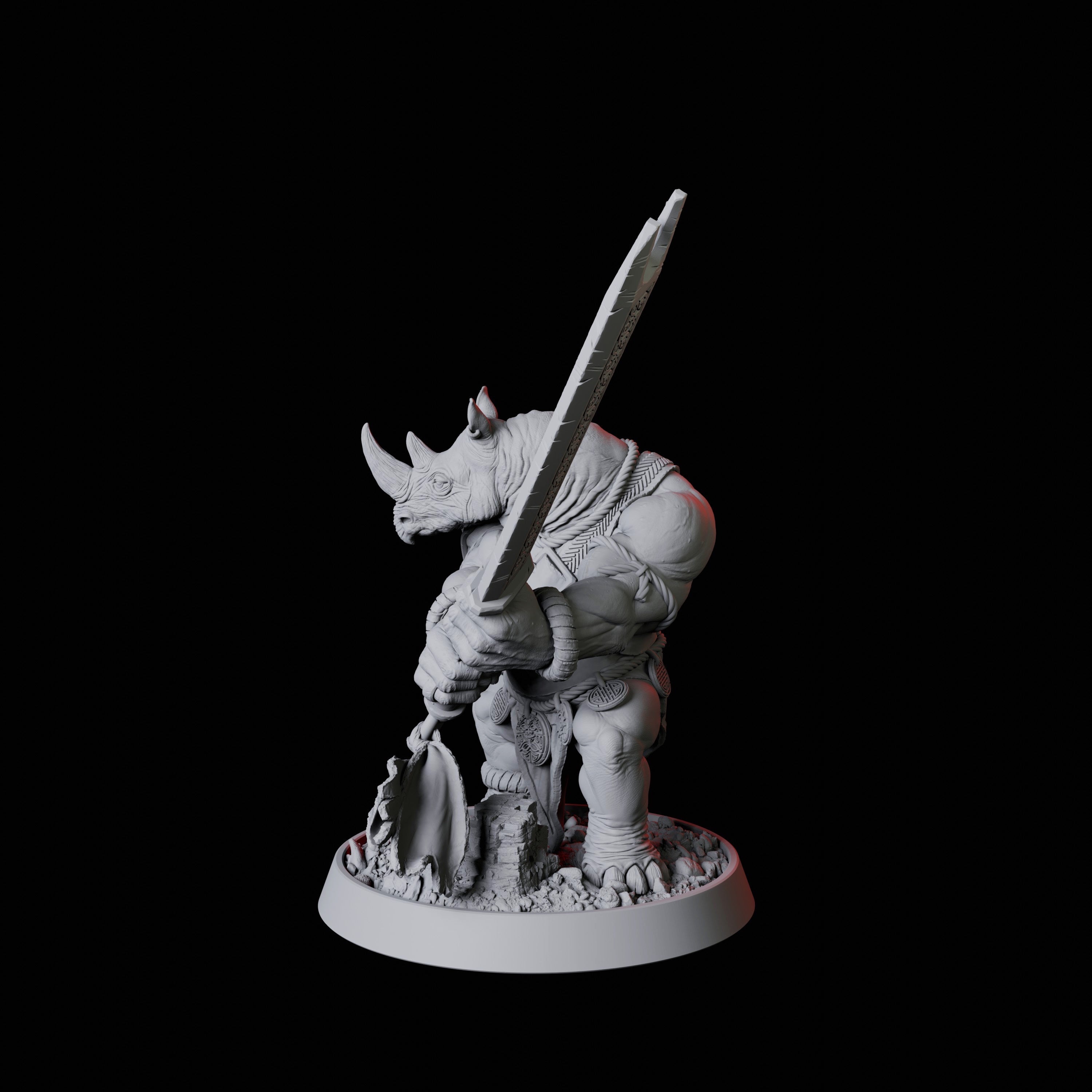 Rhino Folk Sword Warrior Miniature for Dungeons and Dragons