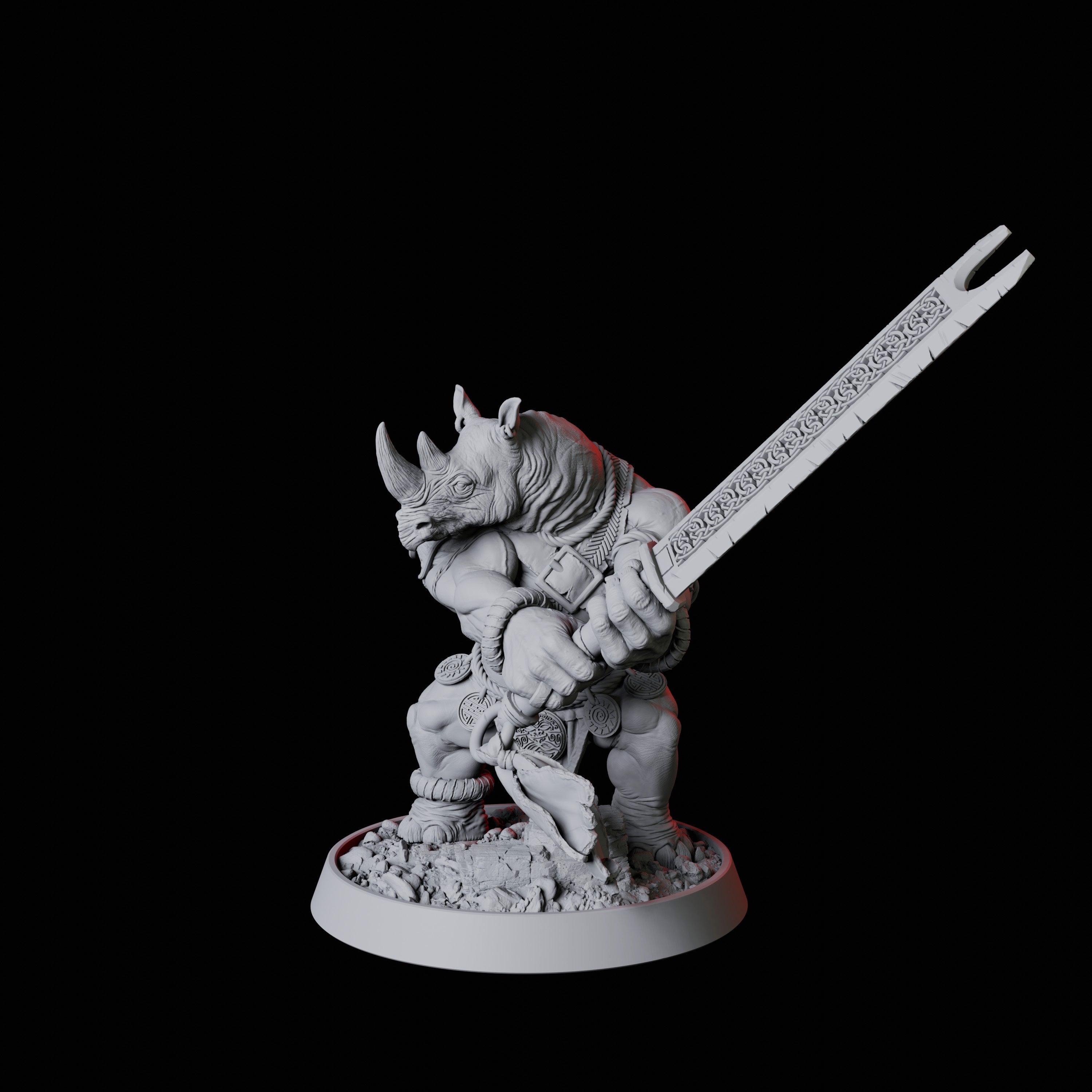 Rhino Folk Sword Warrior Miniature for Dungeons and Dragons