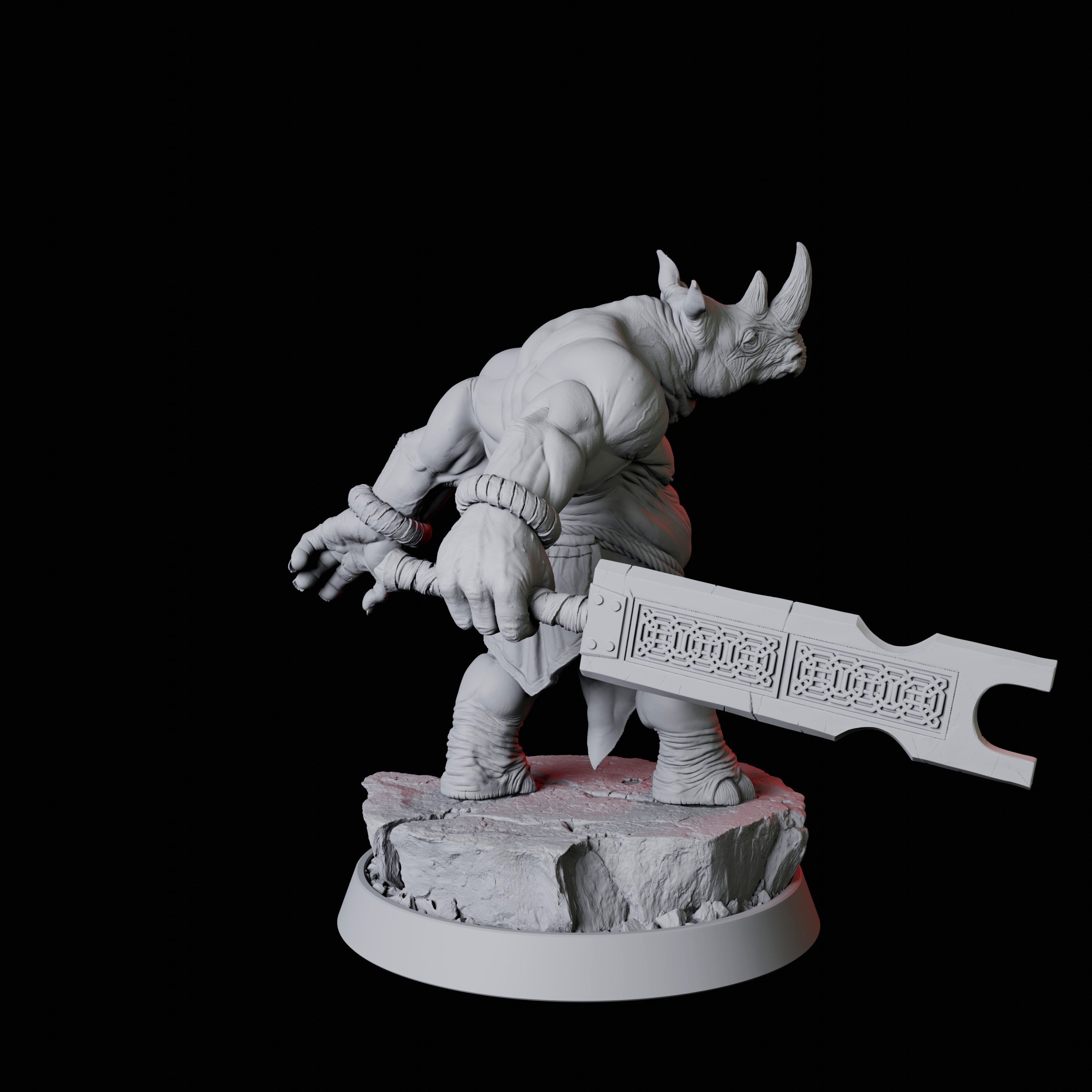 Rhino Folk Swordsman Miniature for Dungeons and Dragons