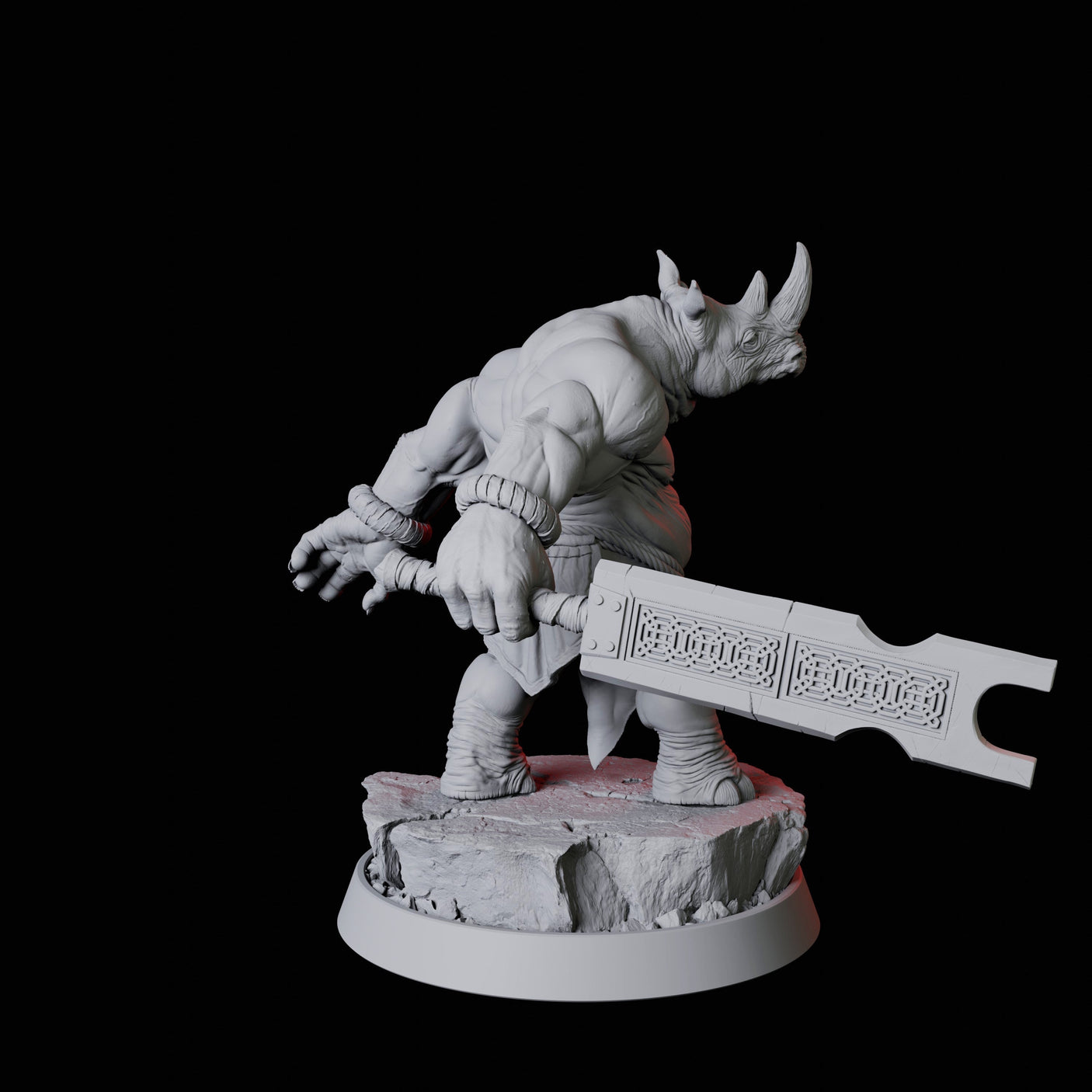 Rhino Folk Swordsman Miniature for Dungeons and Dragons, Pathfinder or other TTRPGs