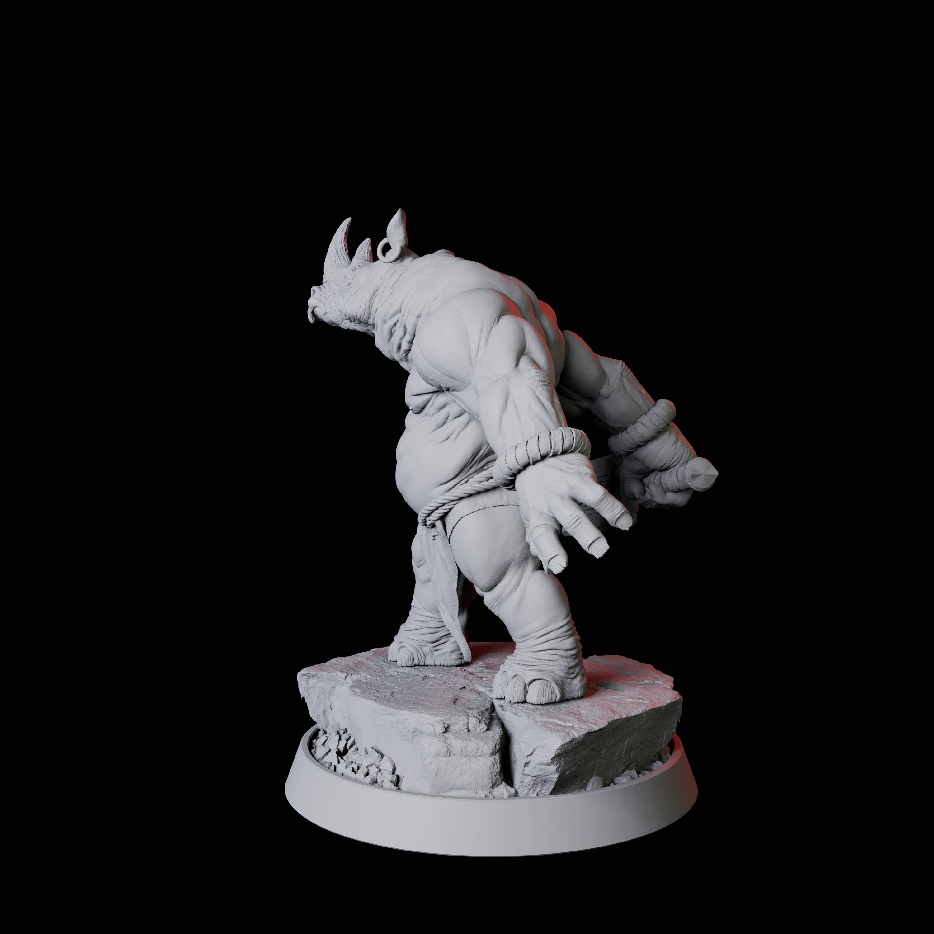 Rhino Folk Swordsman Miniature for Dungeons and Dragons