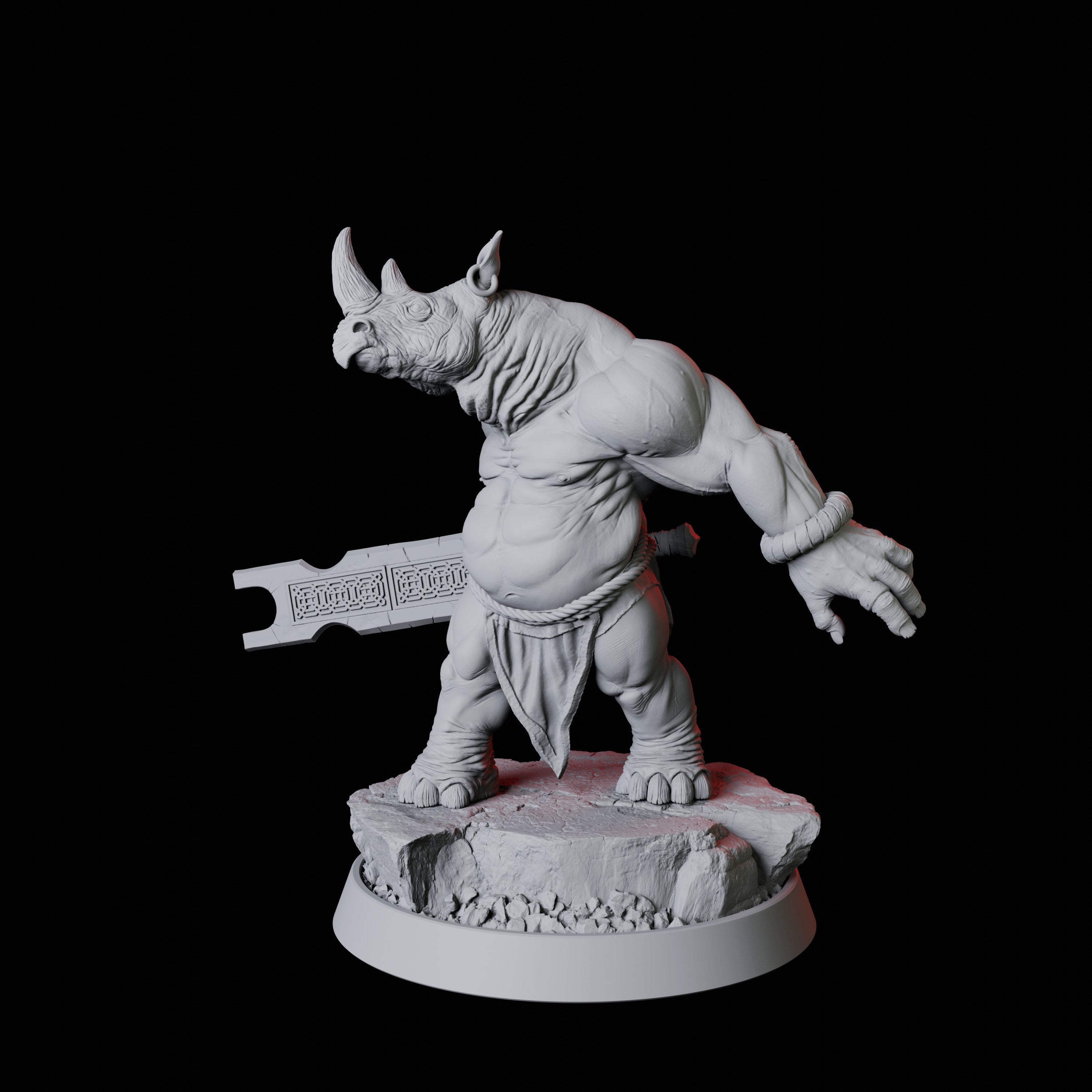 Rhino Folk Swordsman Miniature for Dungeons and Dragons